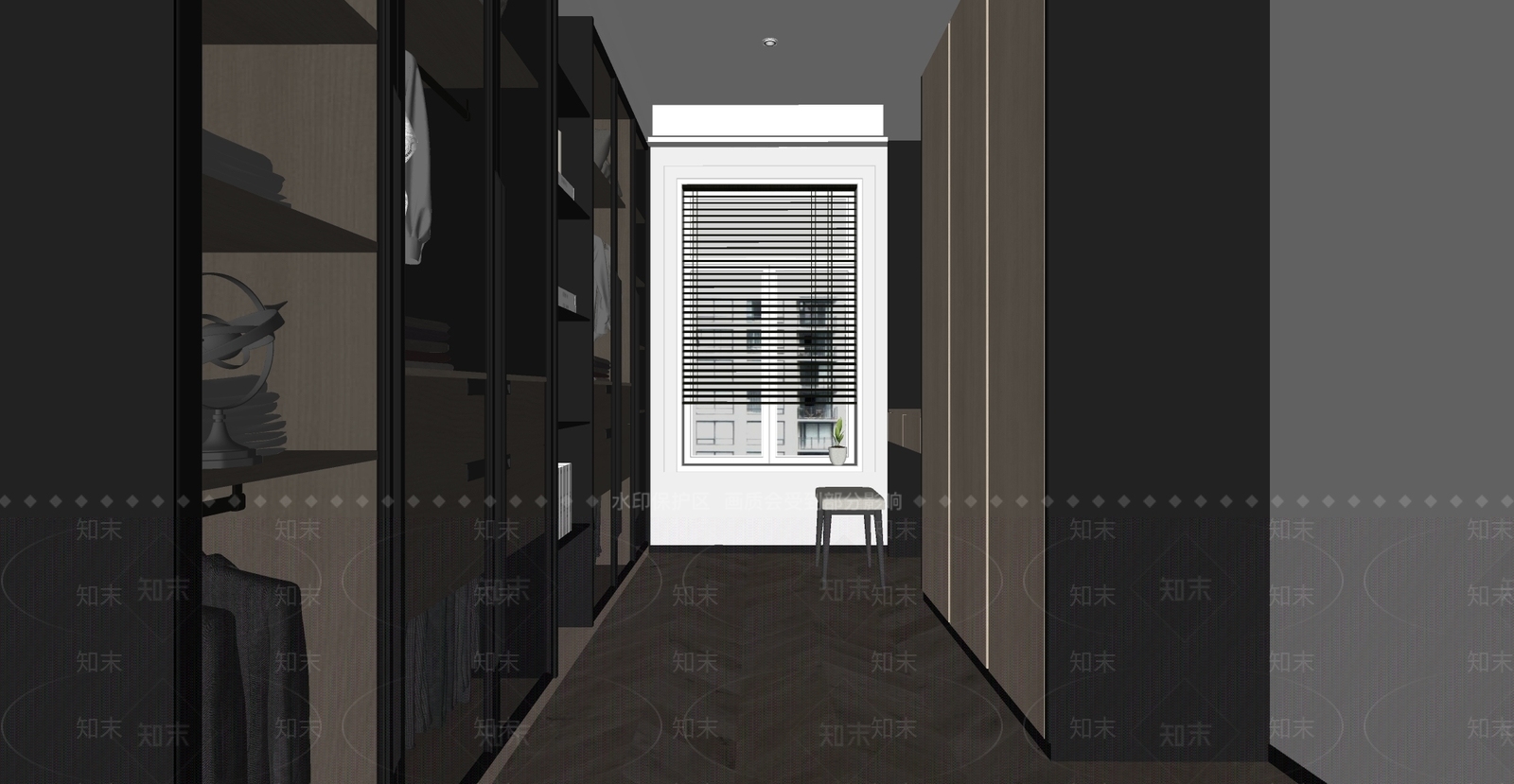 现代简约风格衣帽间SU模型下载【ID:1157924404】