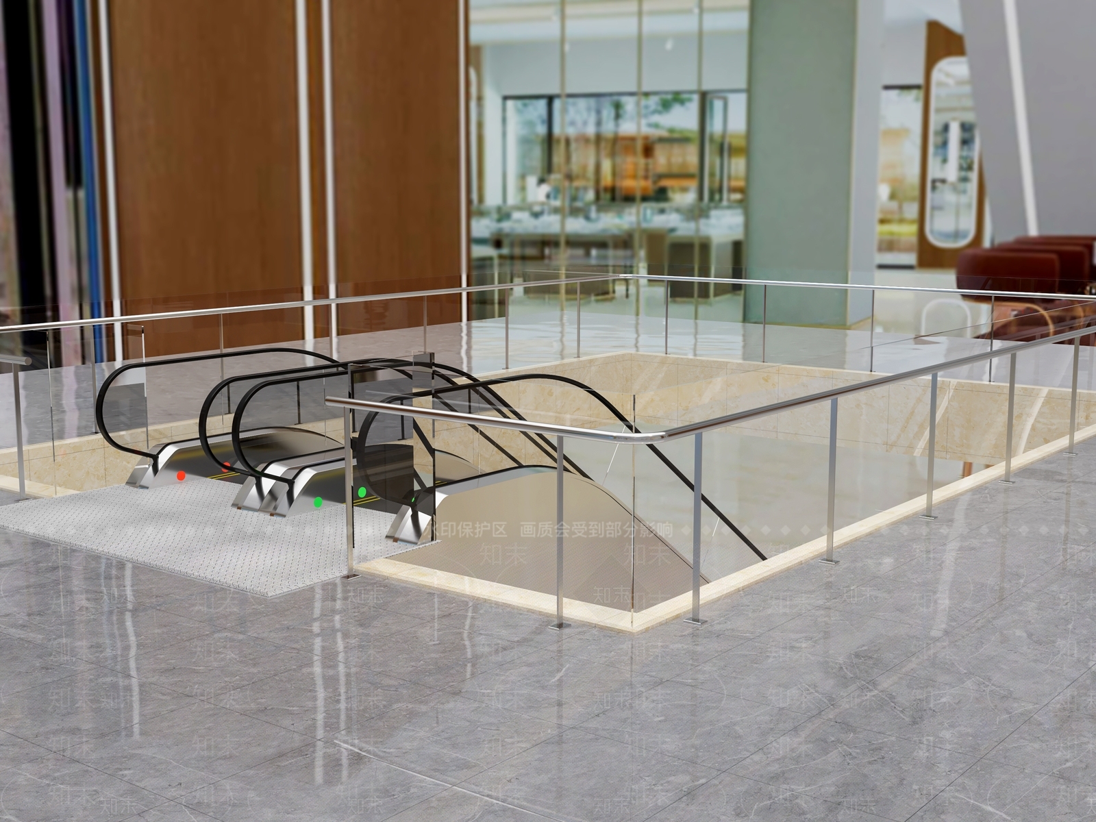 现代玻璃栏杆扶梯3D模型下载【ID:1157924916】