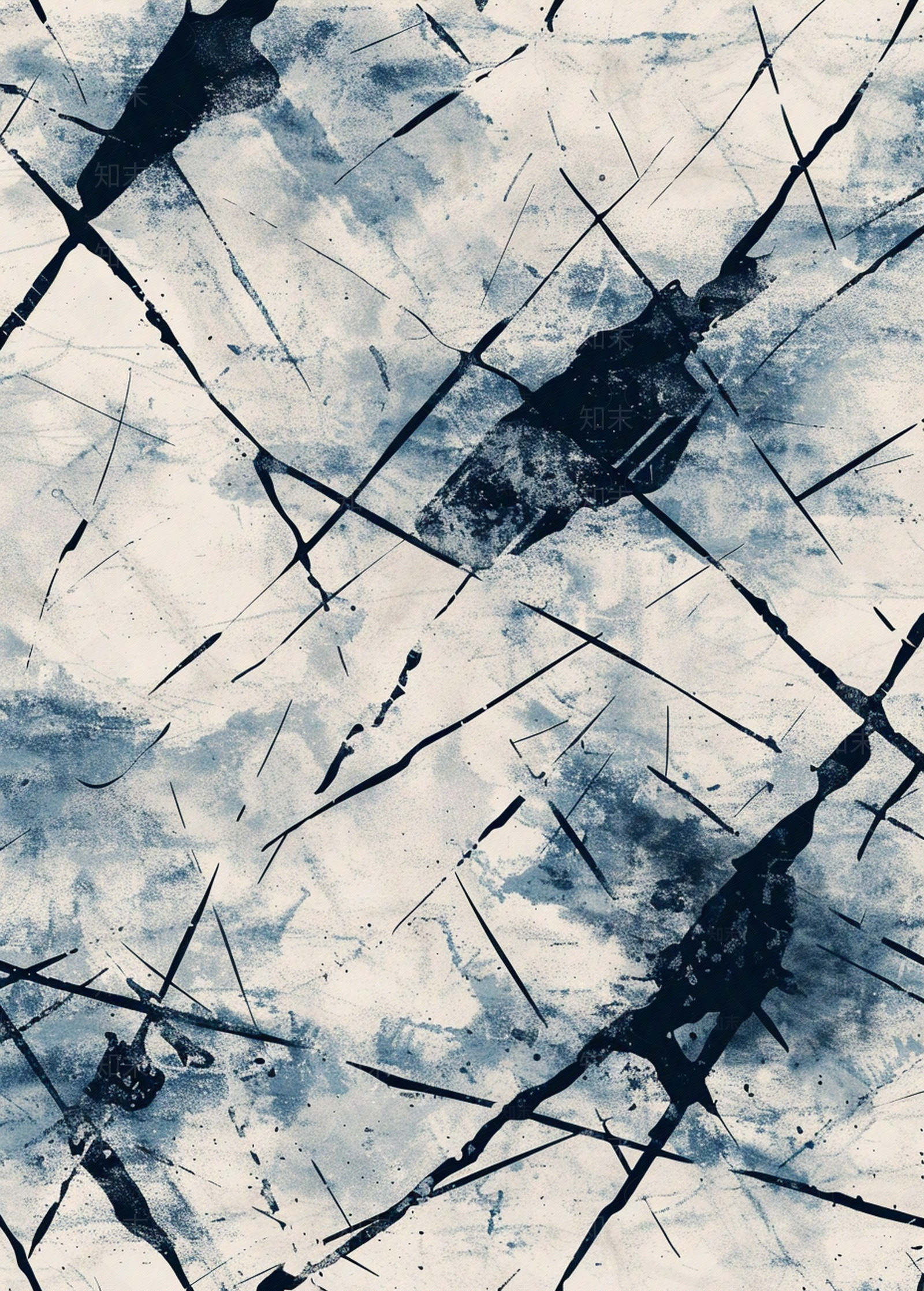 羊毛后现代新中式中国风蓝灰色水墨地毯贴图下载【ID:1157925142】