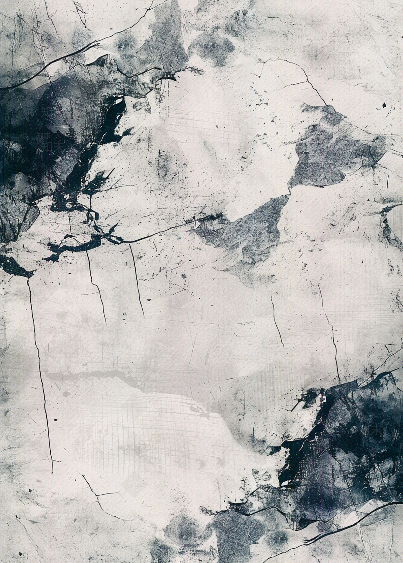 羊毛后现代新中式中国风蓝灰色水墨地毯贴图下载【ID:1157925104】