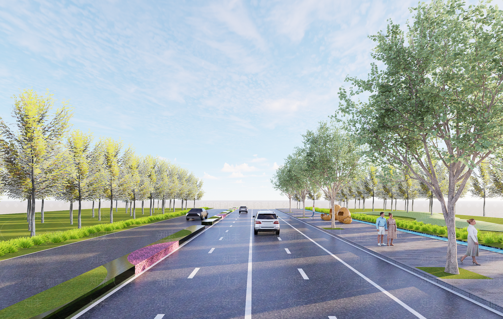 现代市政道路SU模型下载【ID:1157925903】