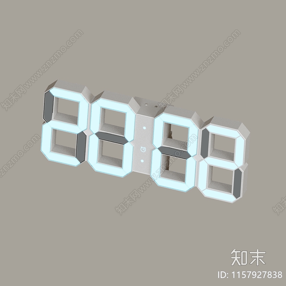 现代发光数字时钟3D模型下载【ID:1157927838】