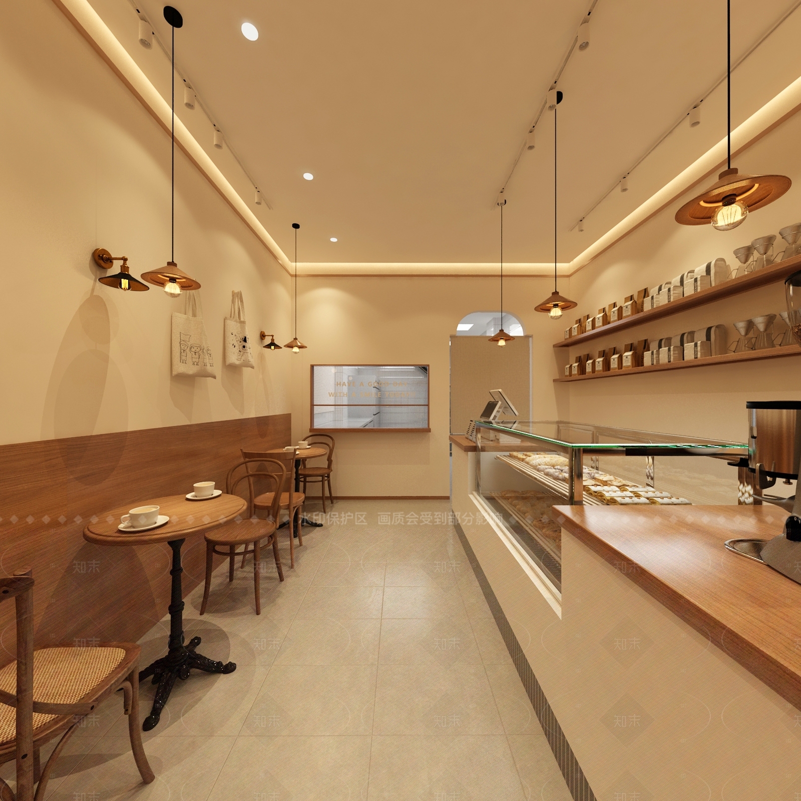 现代原木风甜品店3D模型下载【ID:1157928925】