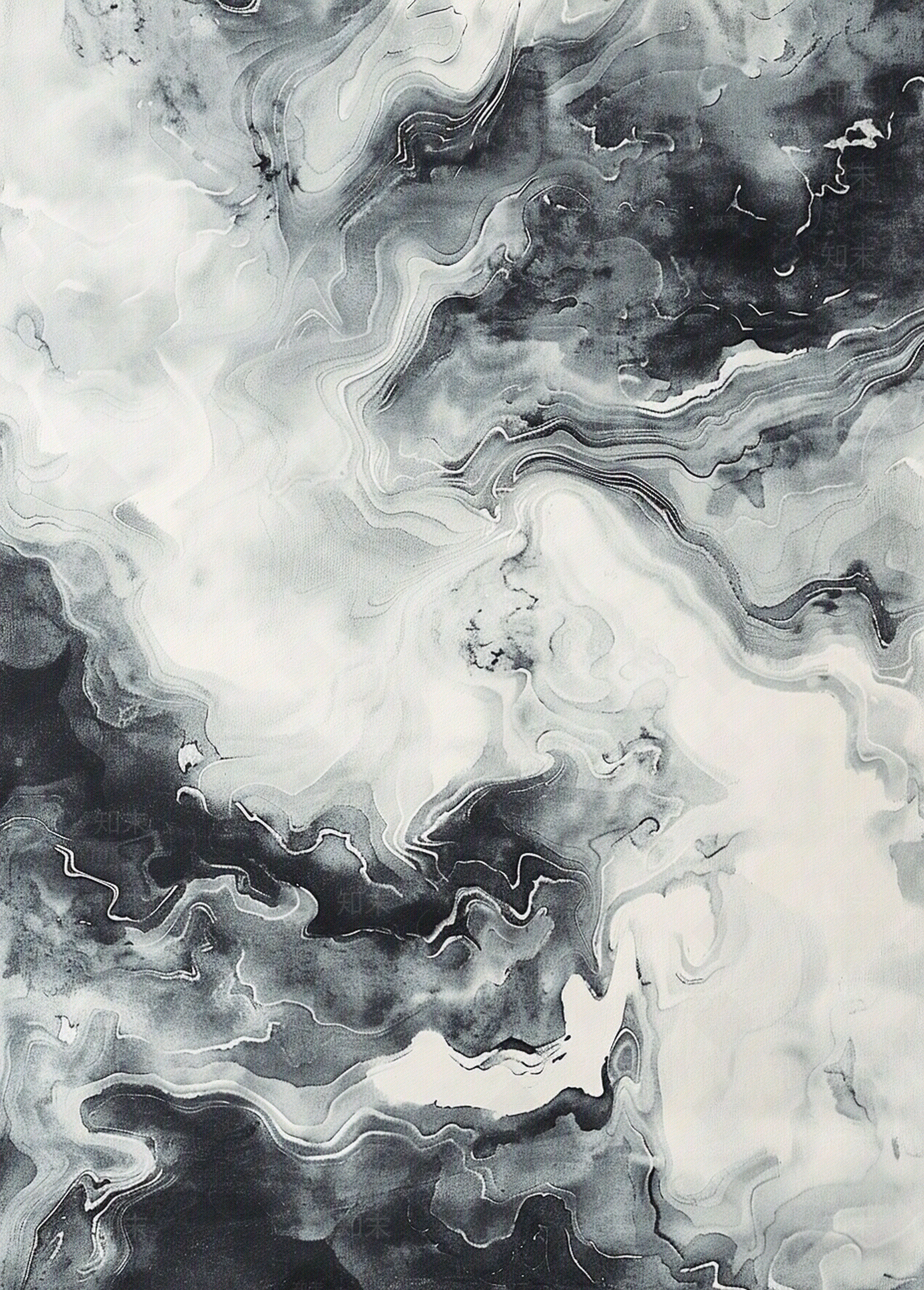 羊毛现代新中式中国风蓝灰色水墨地毯贴图下载【ID:1157930078】