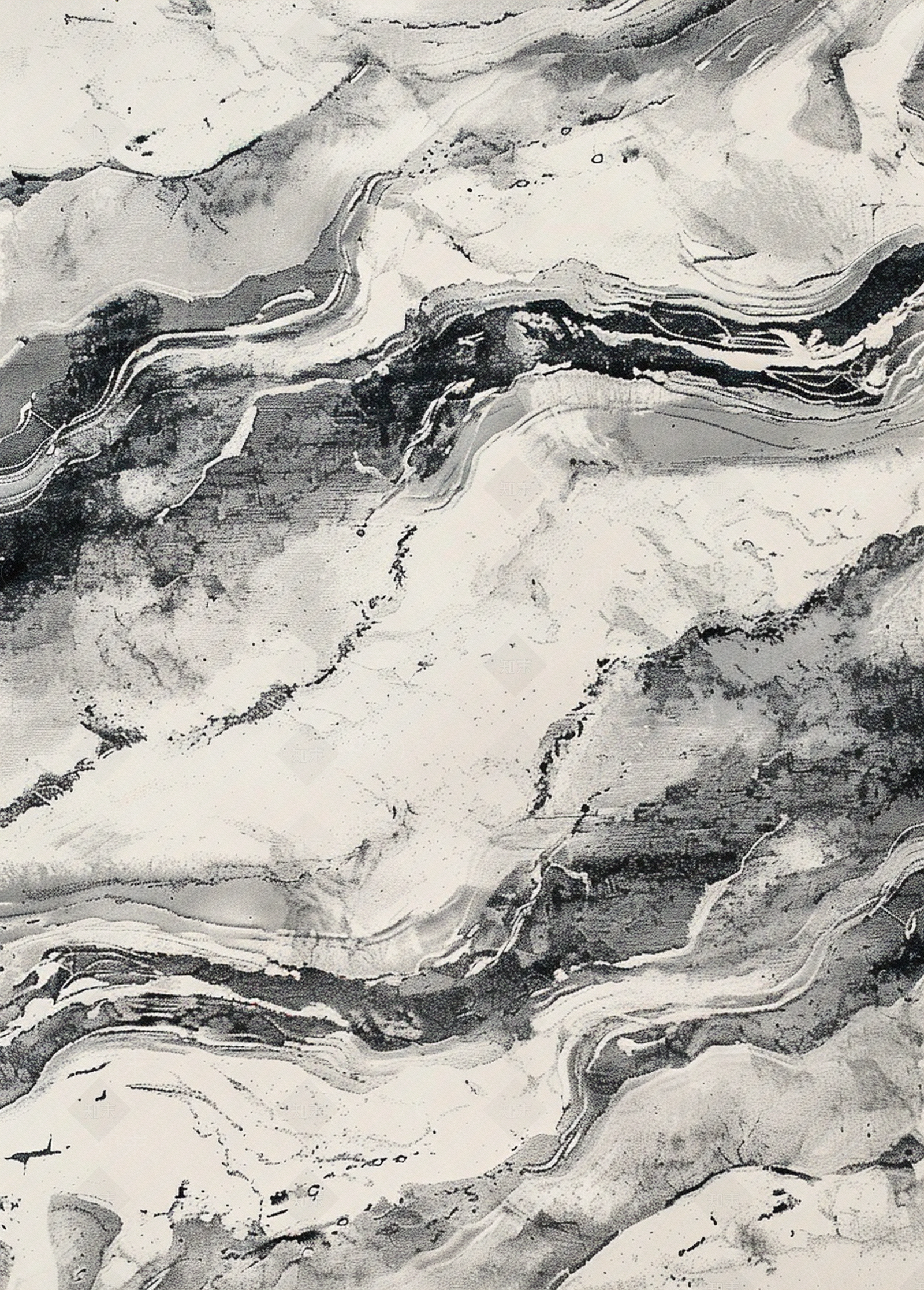 羊毛现代新中式中国风蓝灰色水墨地毯贴图下载【ID:1157930029】