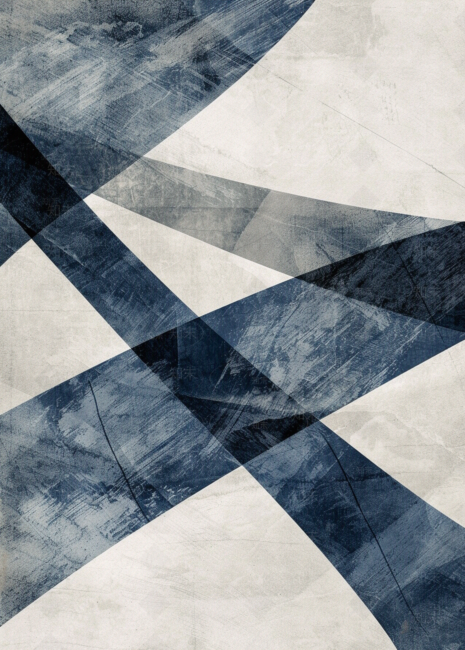 羊毛现代新中式中国风蓝灰色水墨地毯贴图下载【ID:1157930177】