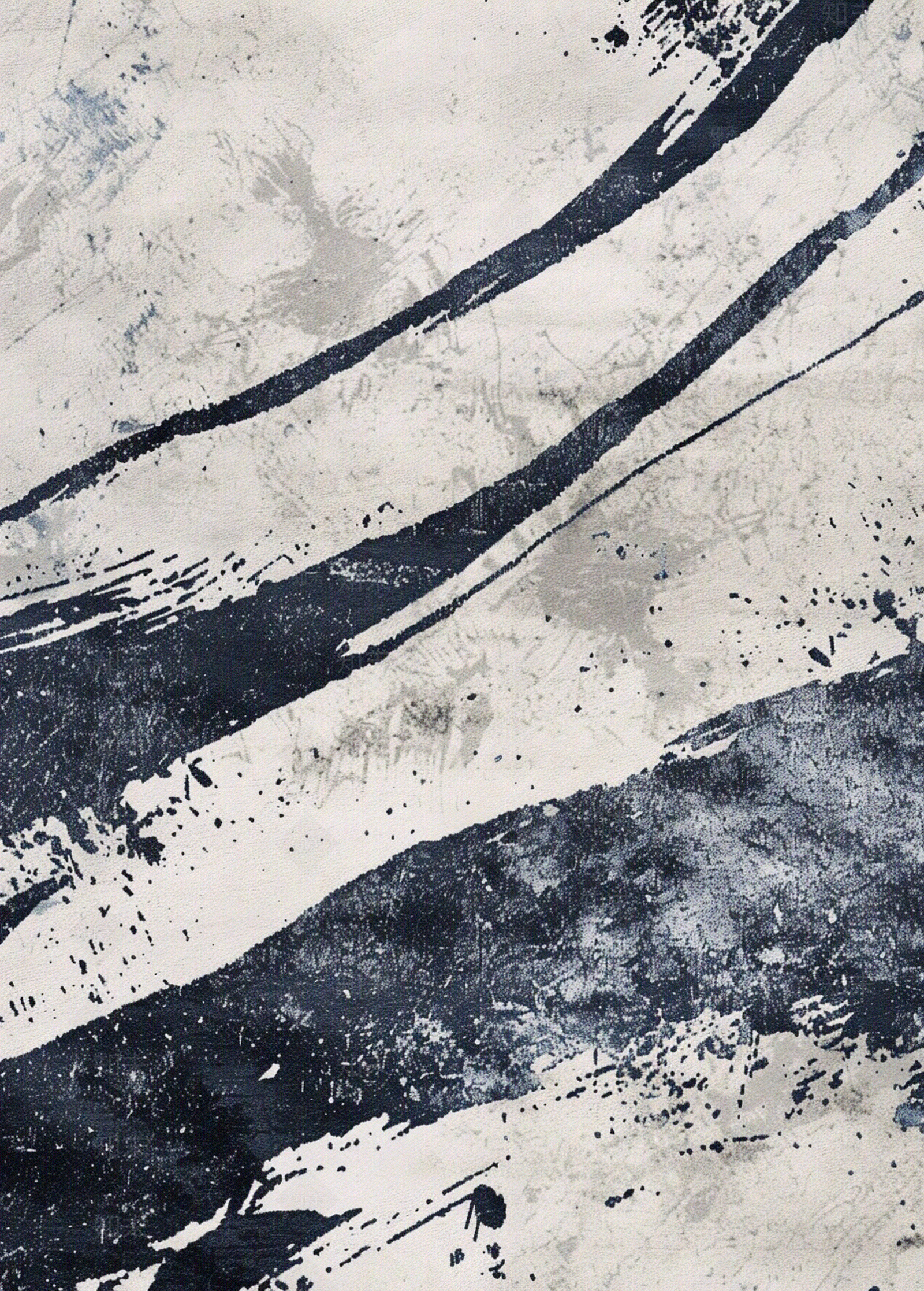 羊毛现代新中式中国风蓝灰色水墨地毯贴图下载【ID:1157930256】