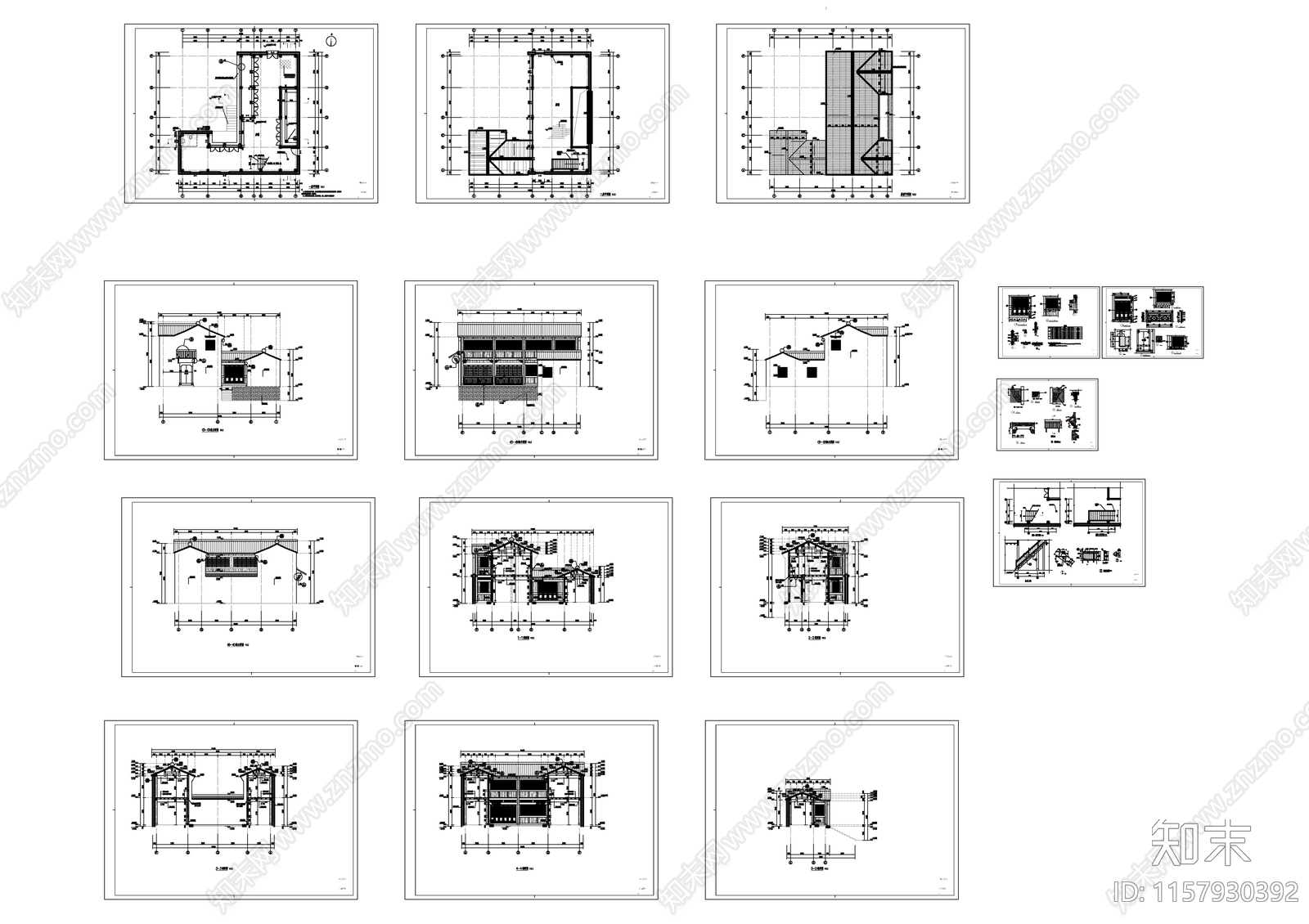 酒坊店铺徽派建筑cad施工图下载【ID:1157930392】