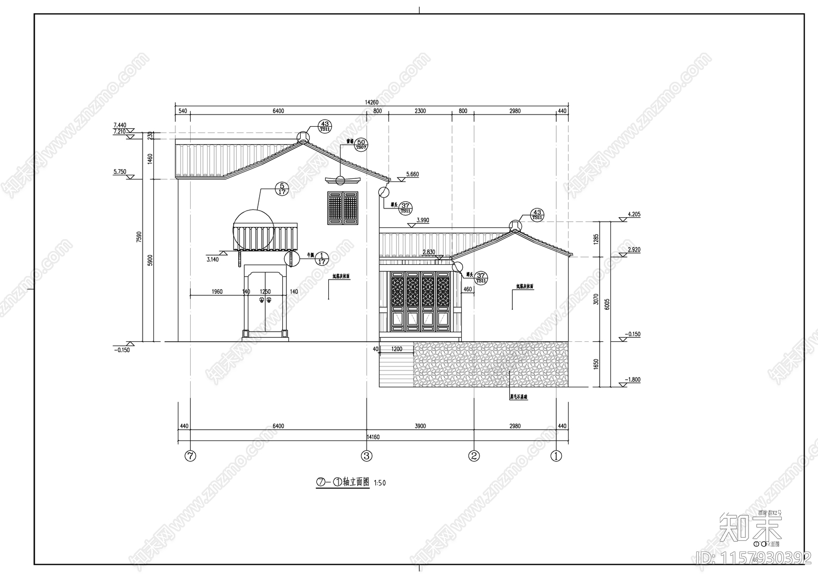 酒坊店铺徽派建筑cad施工图下载【ID:1157930392】