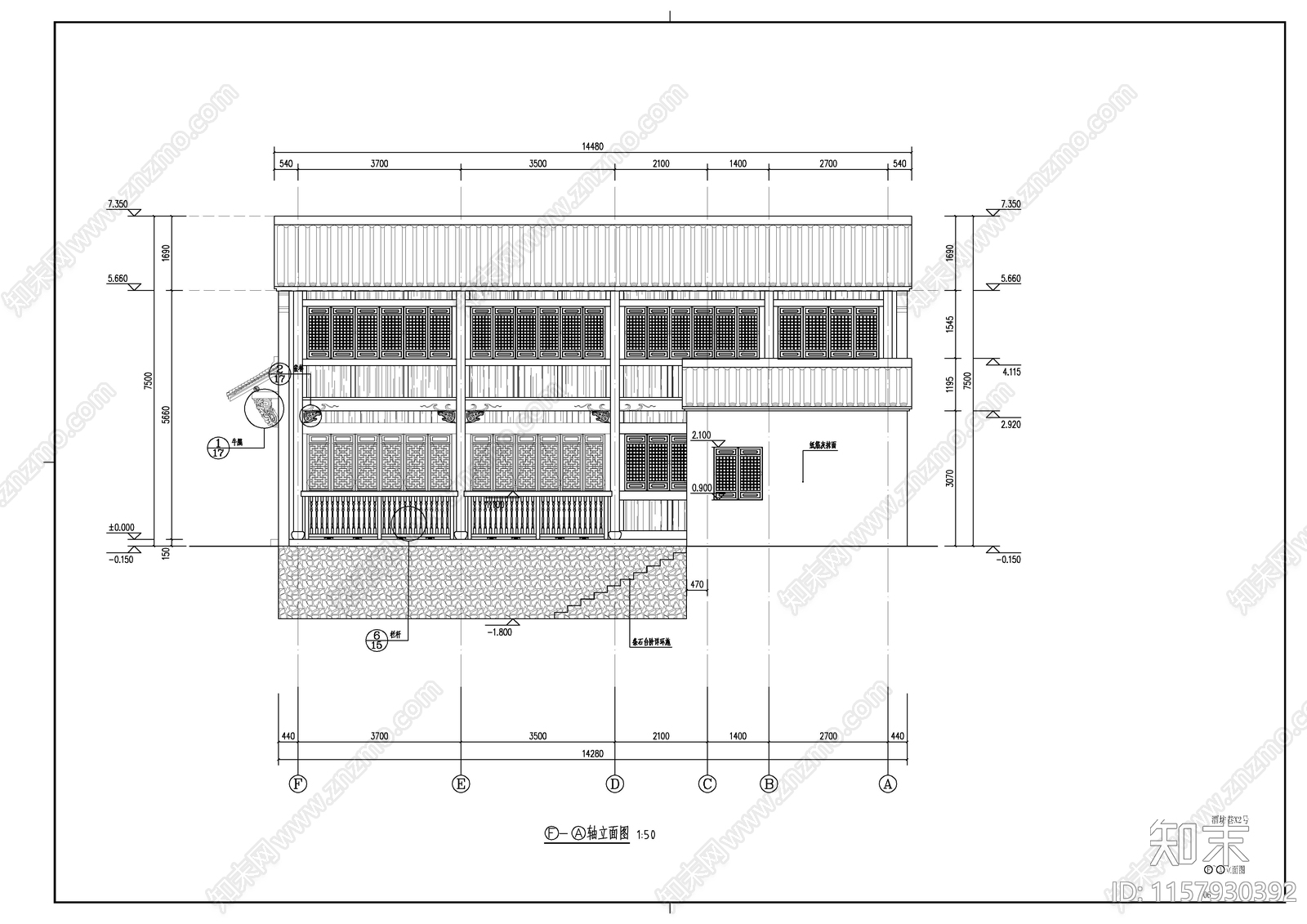 酒坊店铺徽派建筑cad施工图下载【ID:1157930392】