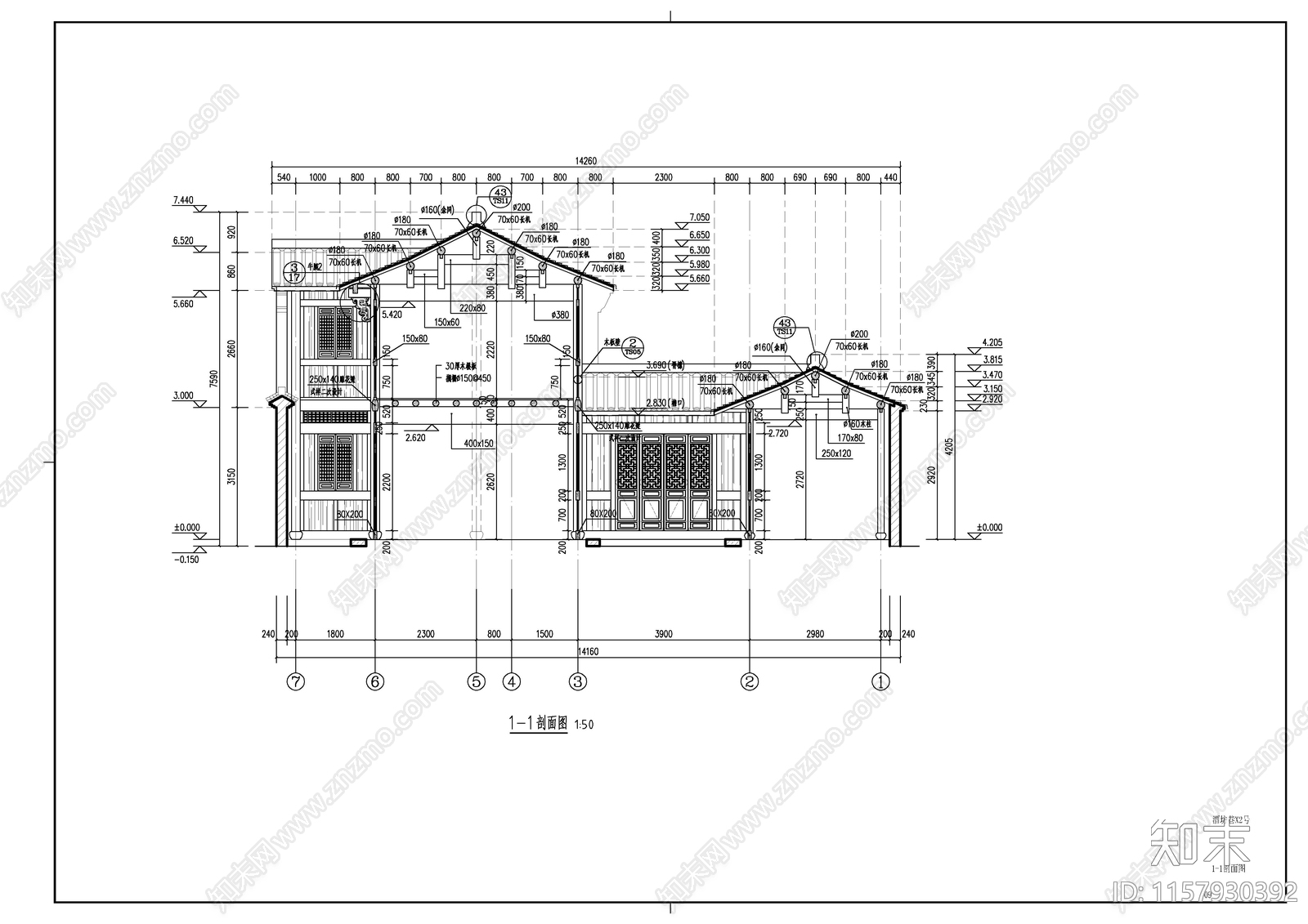 酒坊店铺徽派建筑cad施工图下载【ID:1157930392】