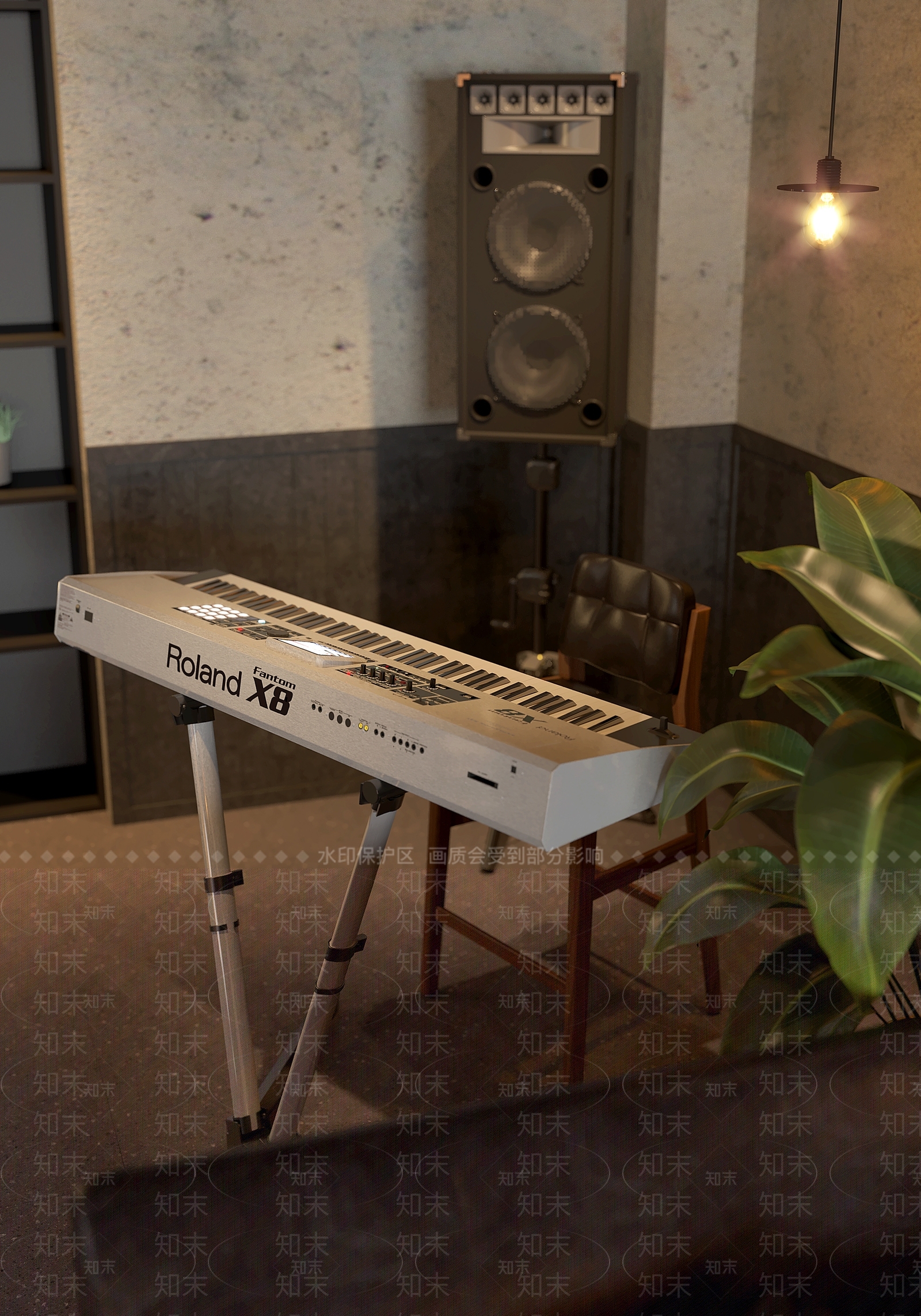 现代酒吧舞台电子琴组合3D模型下载【ID:1157931806】