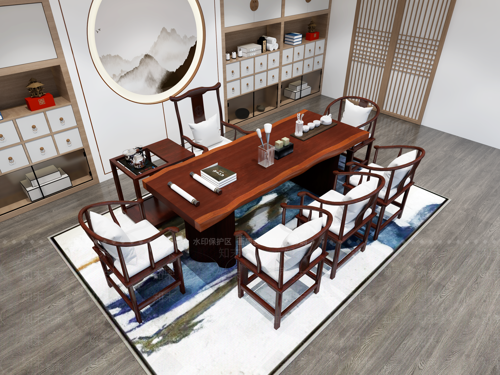 新中式茶室3D模型下载【ID:1157932705】