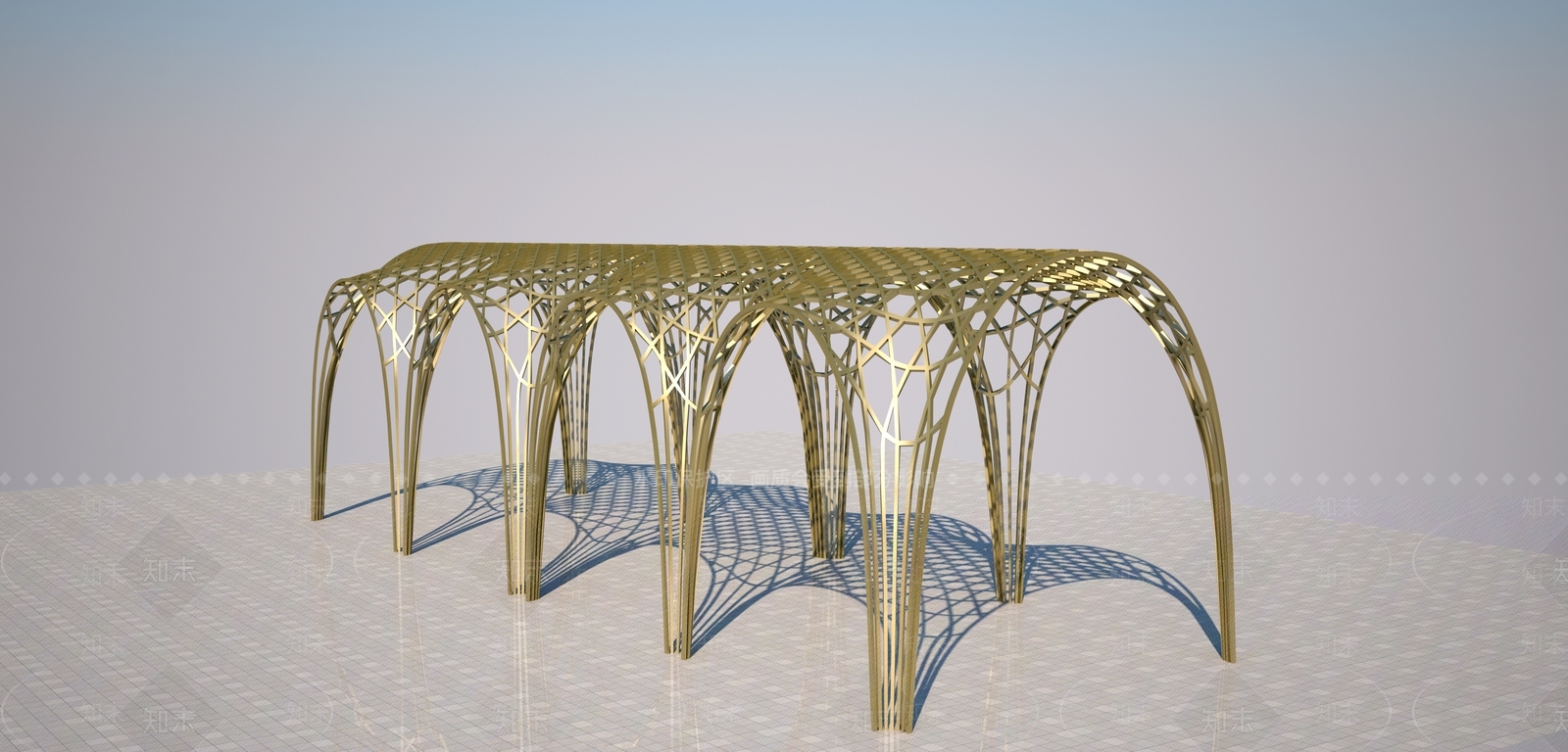 现代装饰廊架3D模型下载【ID:1157935768】