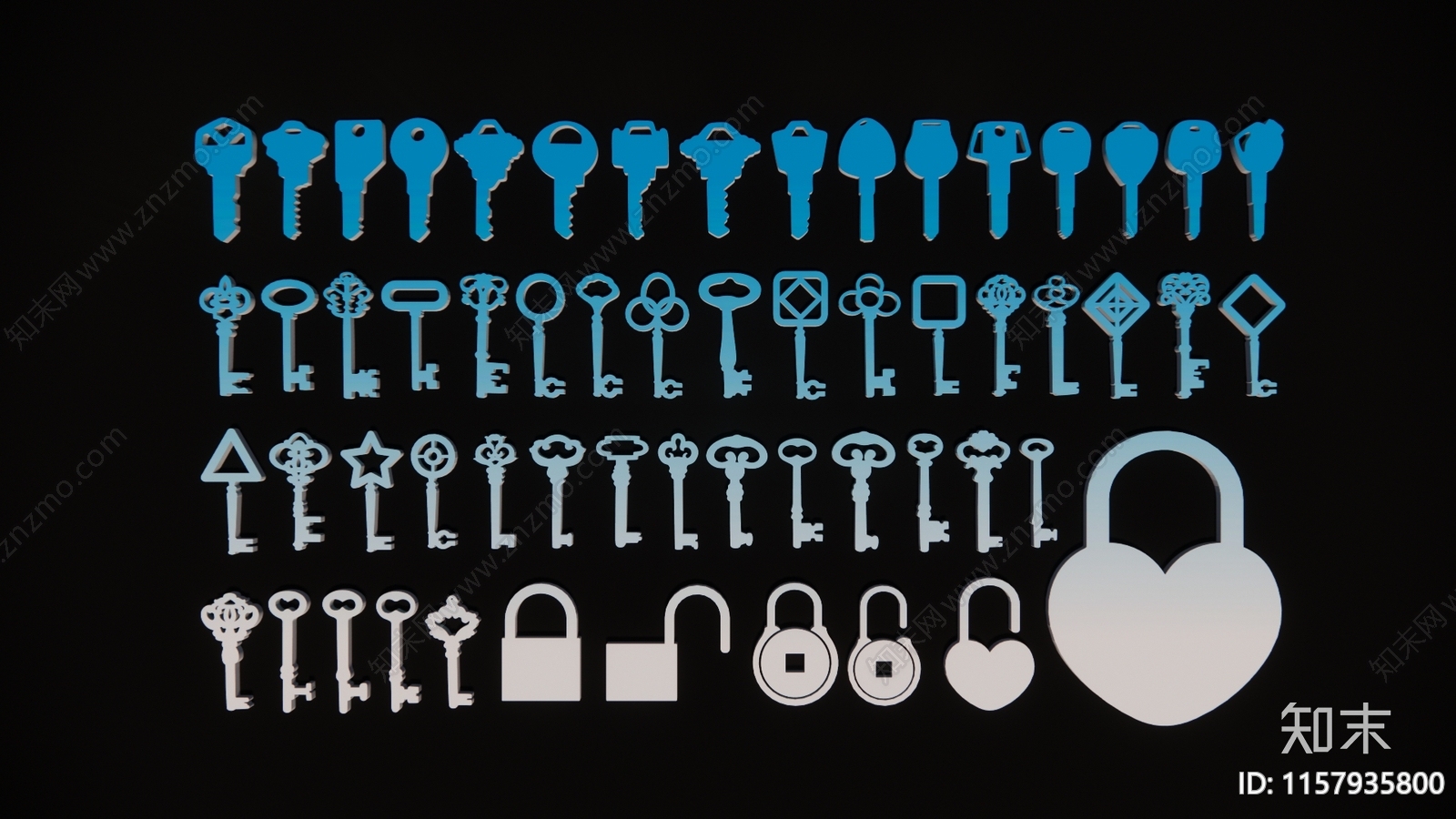 现代钥匙锁剪影SU模型下载【ID:1157935800】