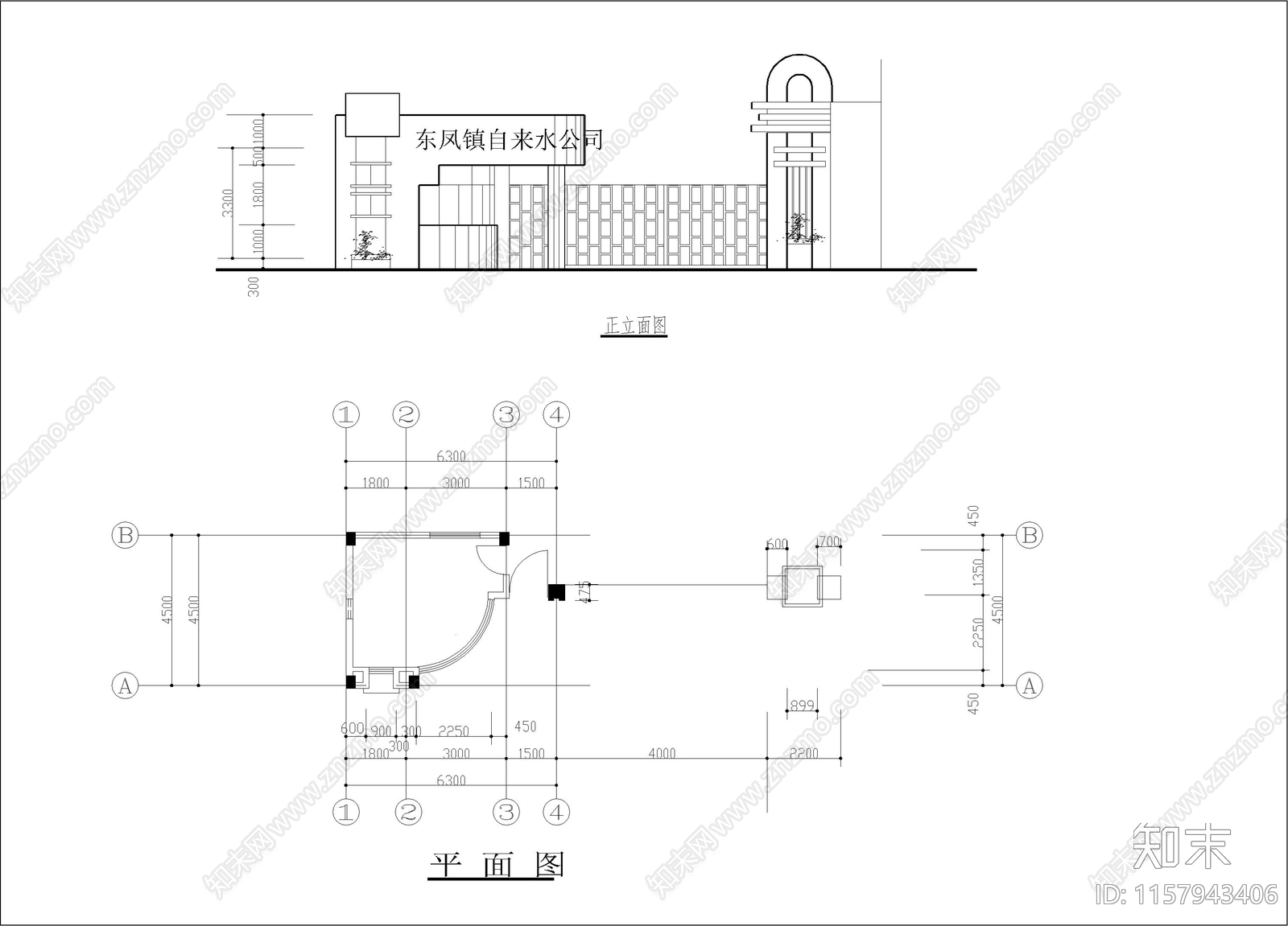 工厂大门方案图cad施工图下载【ID:1157943406】