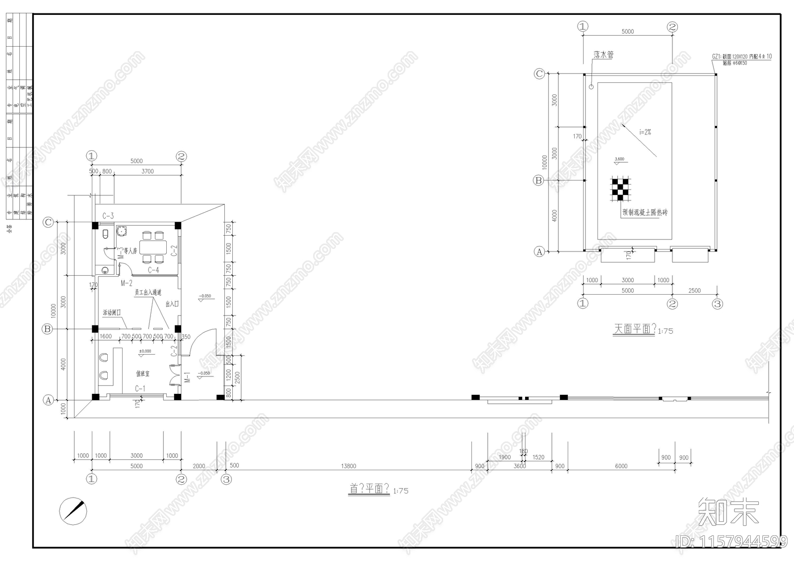 工厂大门方案图cad施工图下载【ID:1157944599】