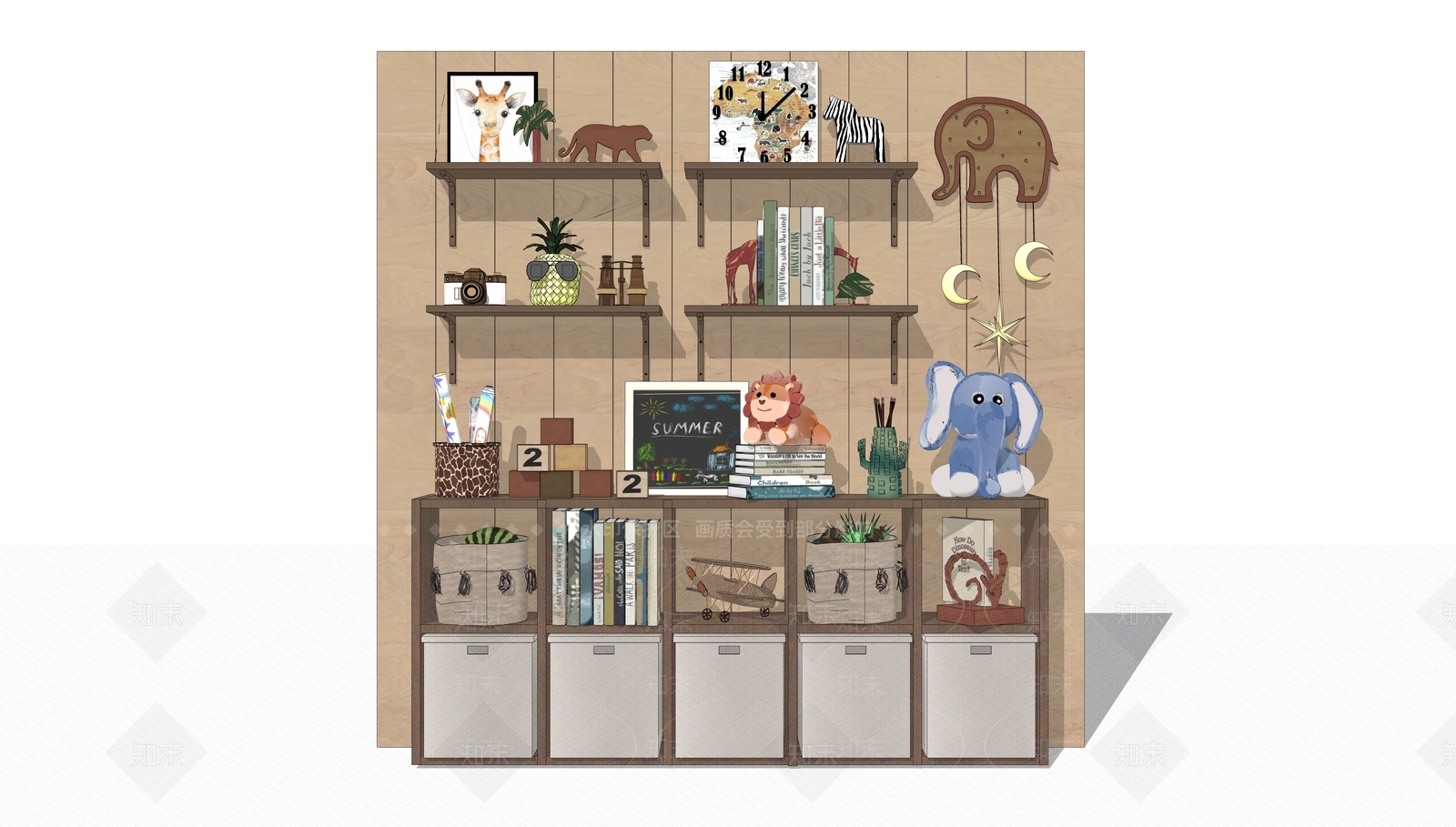 现代玩具储物柜SU模型下载【ID:1157944753】