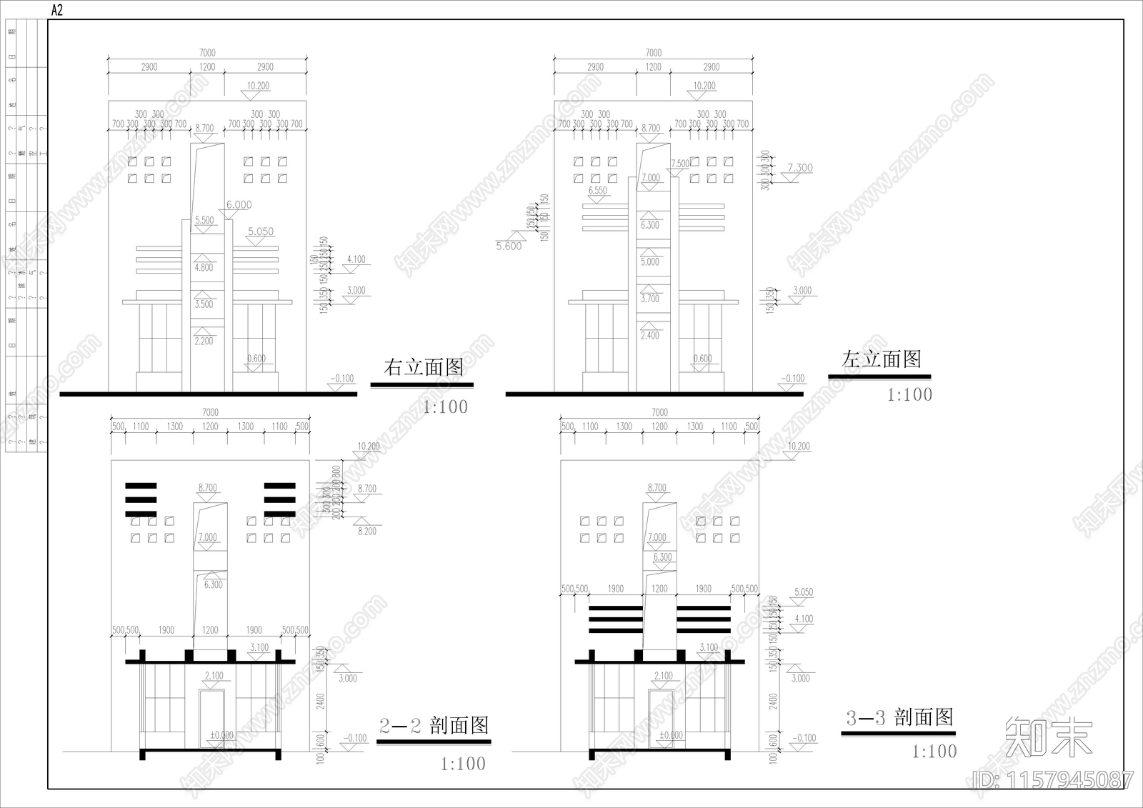 工厂大门方案图cad施工图下载【ID:1157945087】