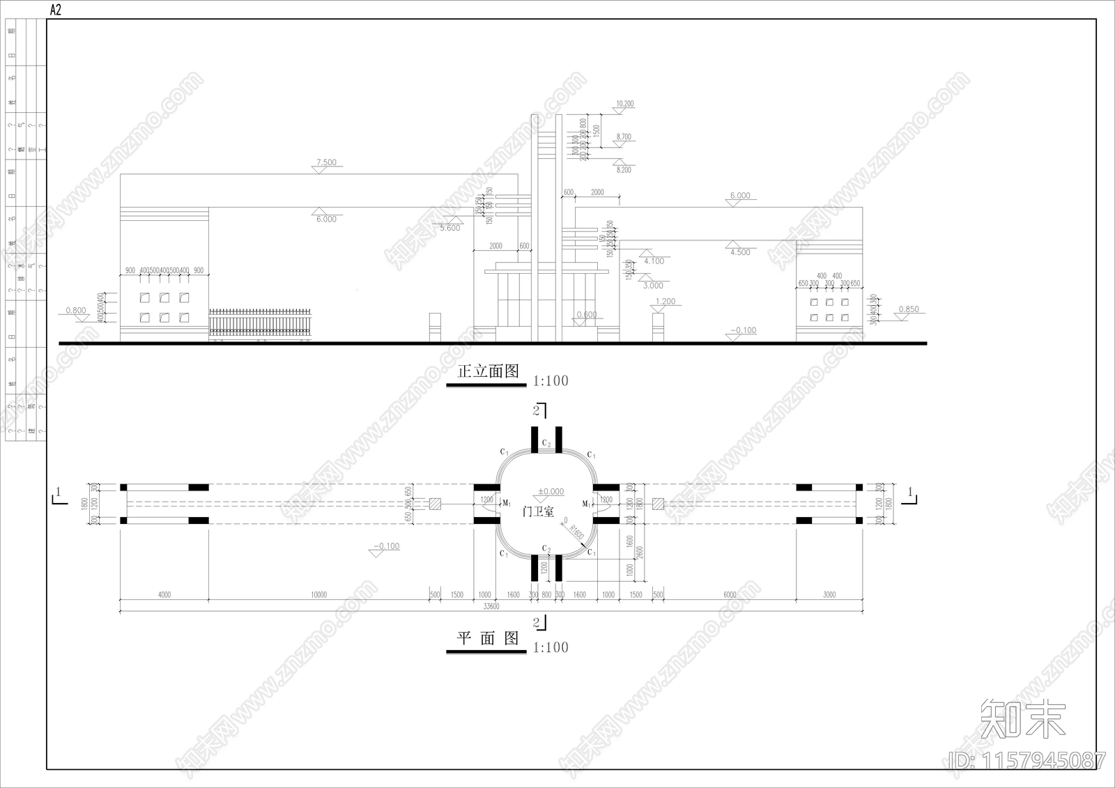 工厂大门方案图cad施工图下载【ID:1157945087】