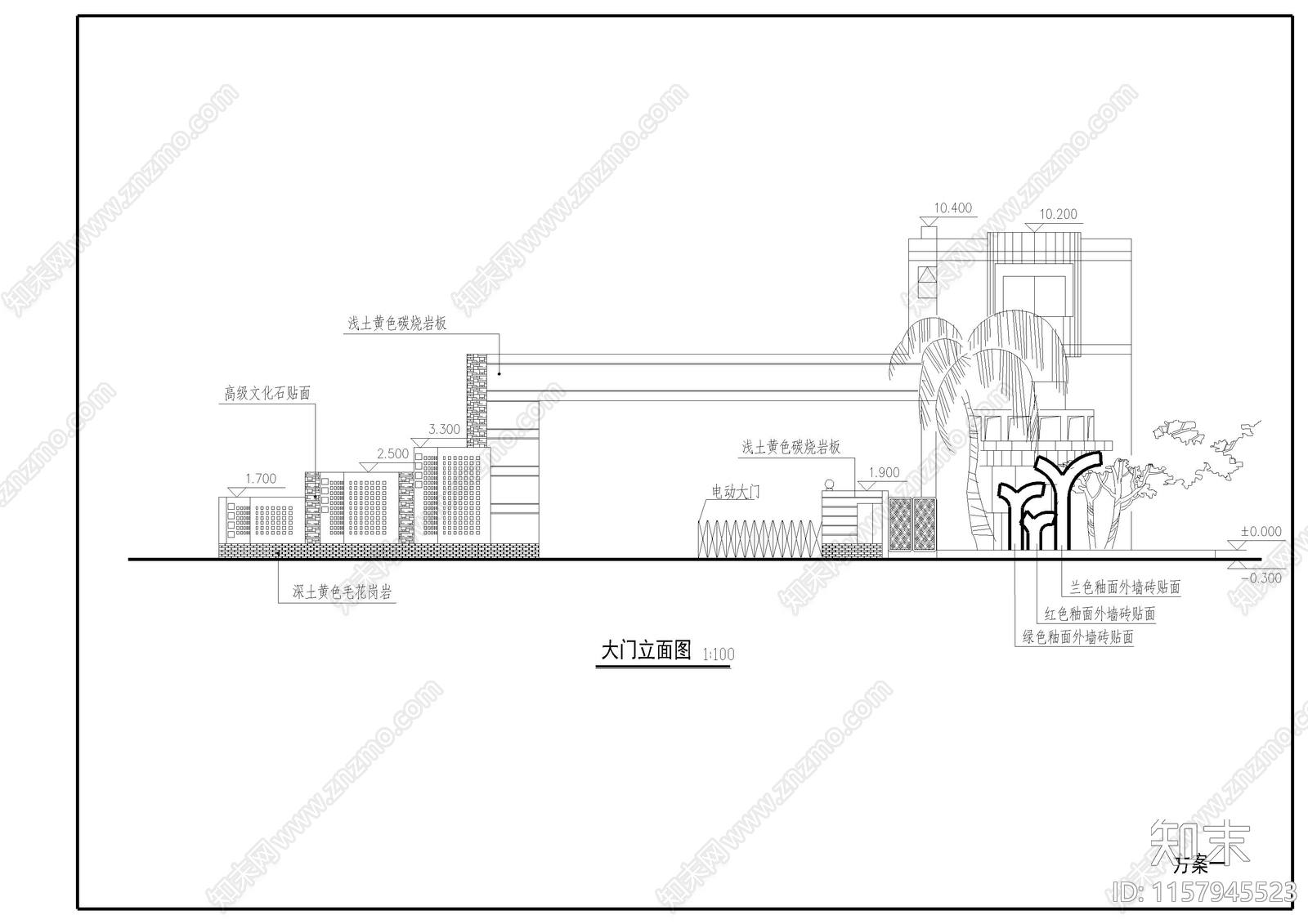 大门设计方案cad施工图下载【ID:1157945523】