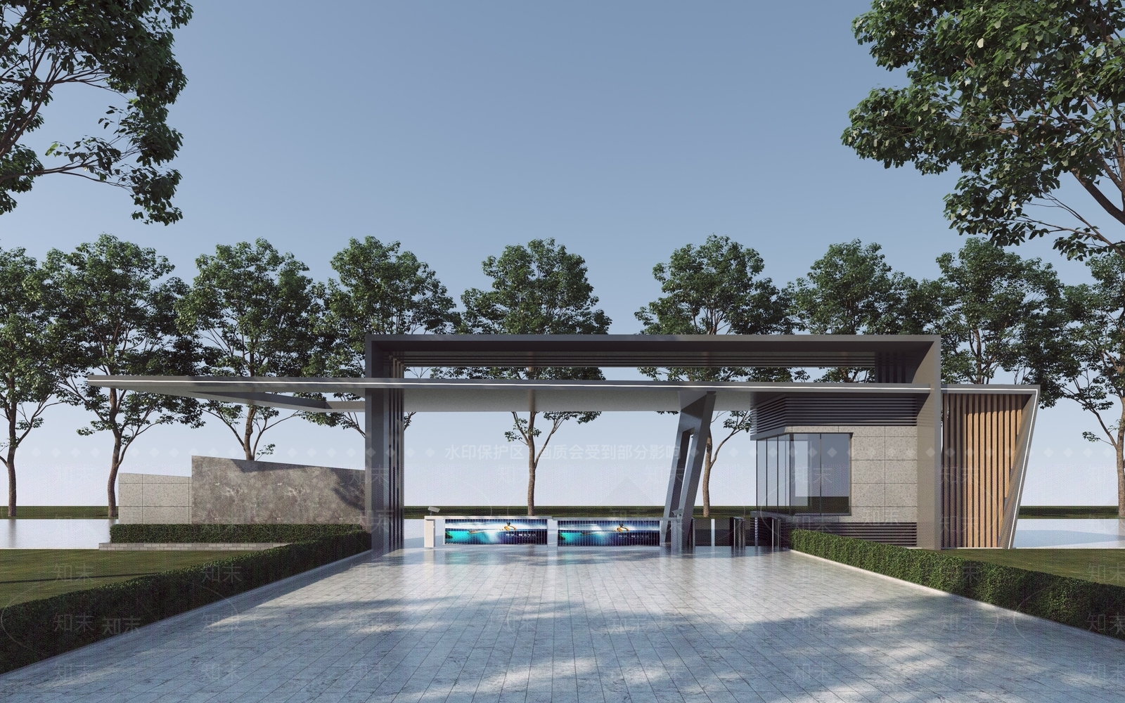 现代入口大门3D模型下载【ID:1157946877】