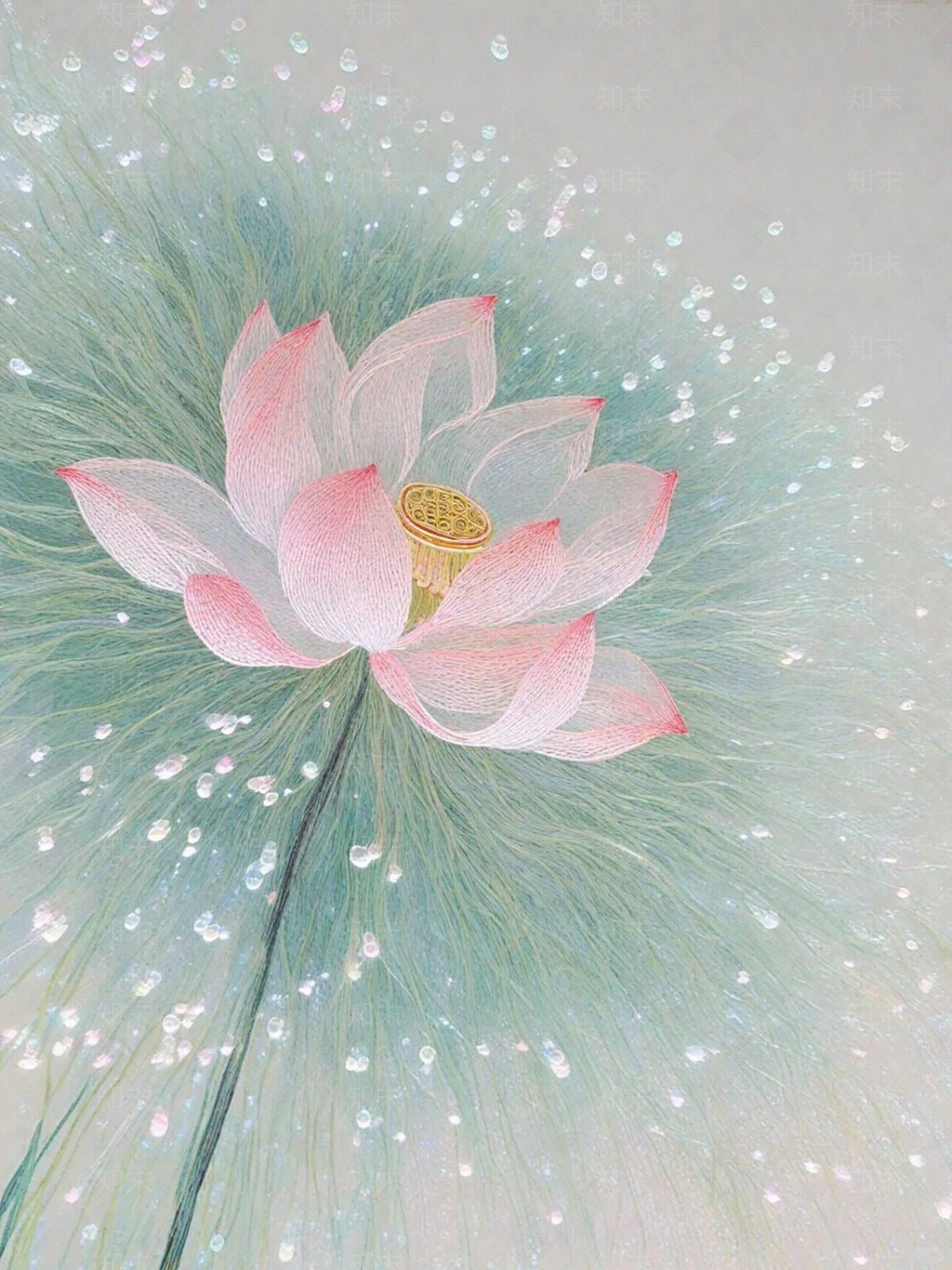 苏绣莲花壁纸贴图下载【ID:1157947256】