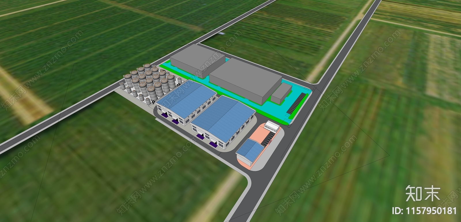 现代厂房厂区SU模型下载【ID:1157950181】