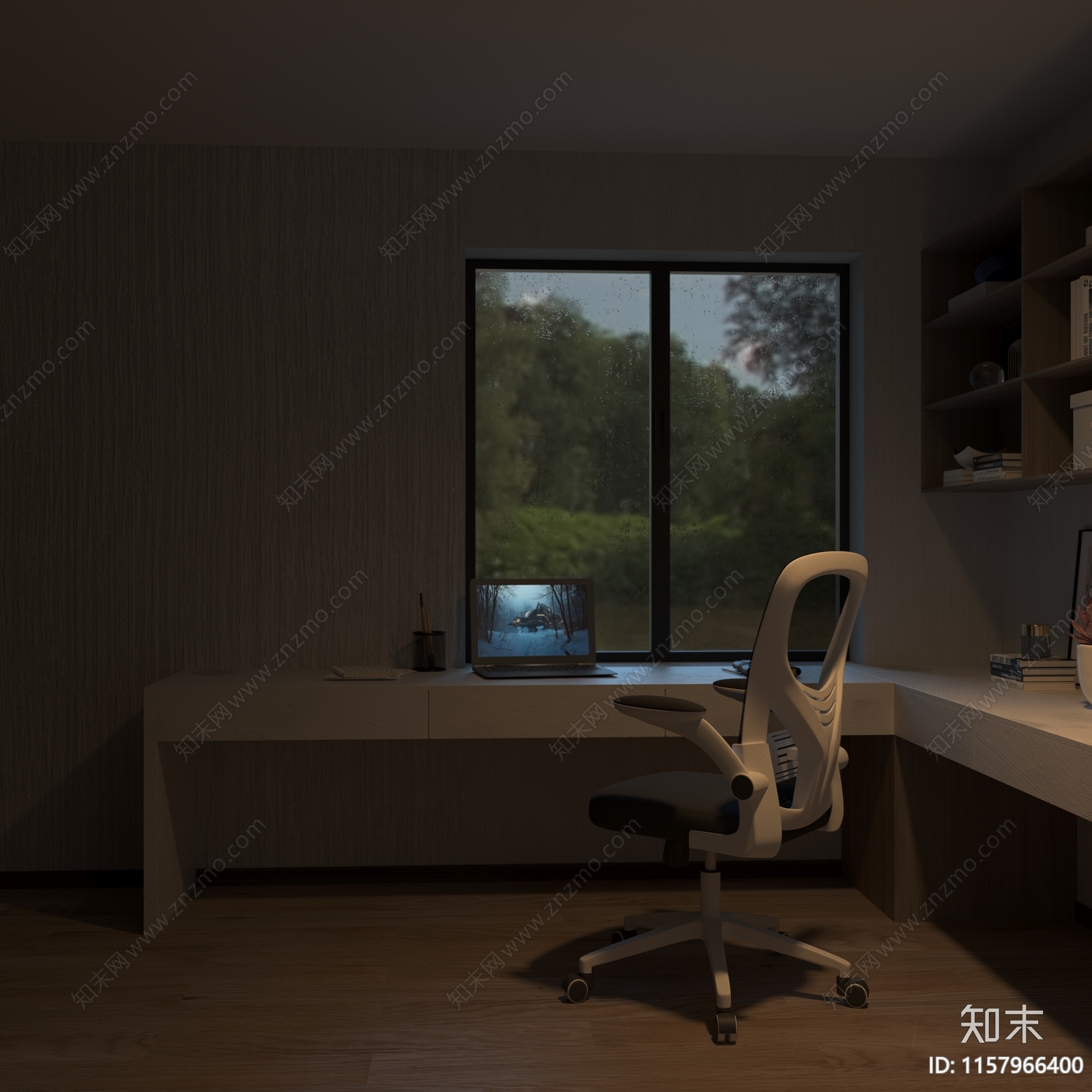 现代办公椅夜景3D模型下载【ID:1157966400】