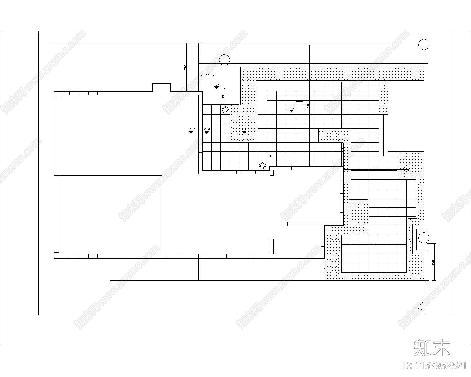 现代庭院花园景观铺装方案布置图cad施工图下载【ID:1157952521】