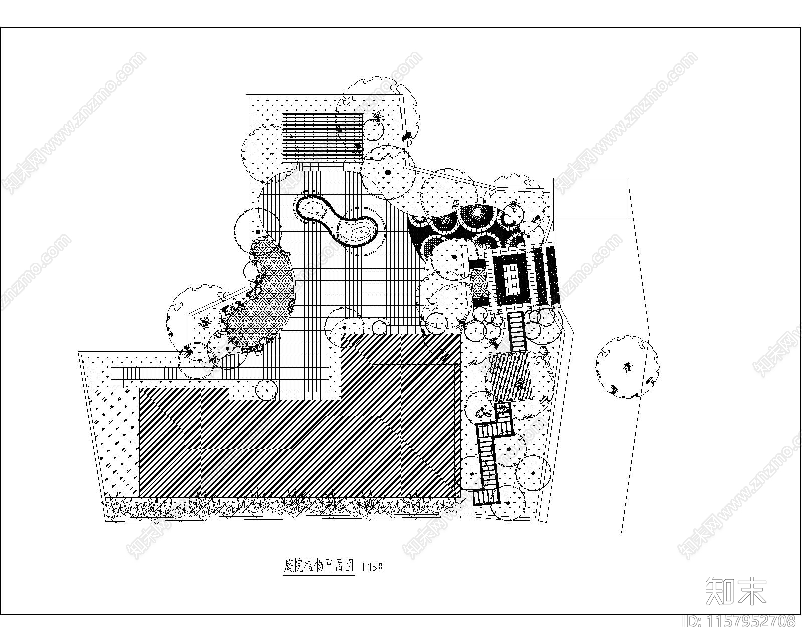 中式庭院平面方案布置图施工图下载【ID:1157952708】