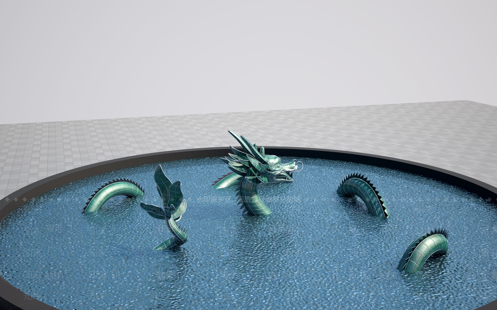 现代景观雕塑3D模型渲染效果图