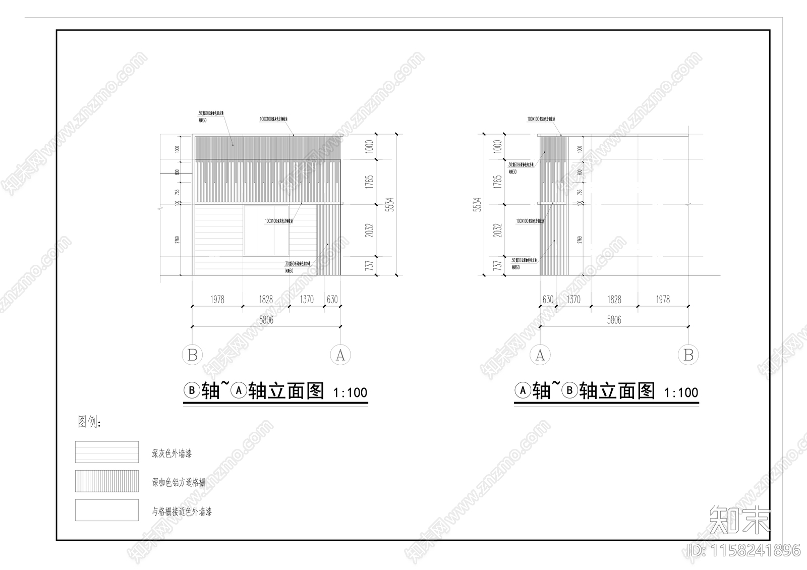 新中式风格门头cad施工图下载【ID:1158241896】