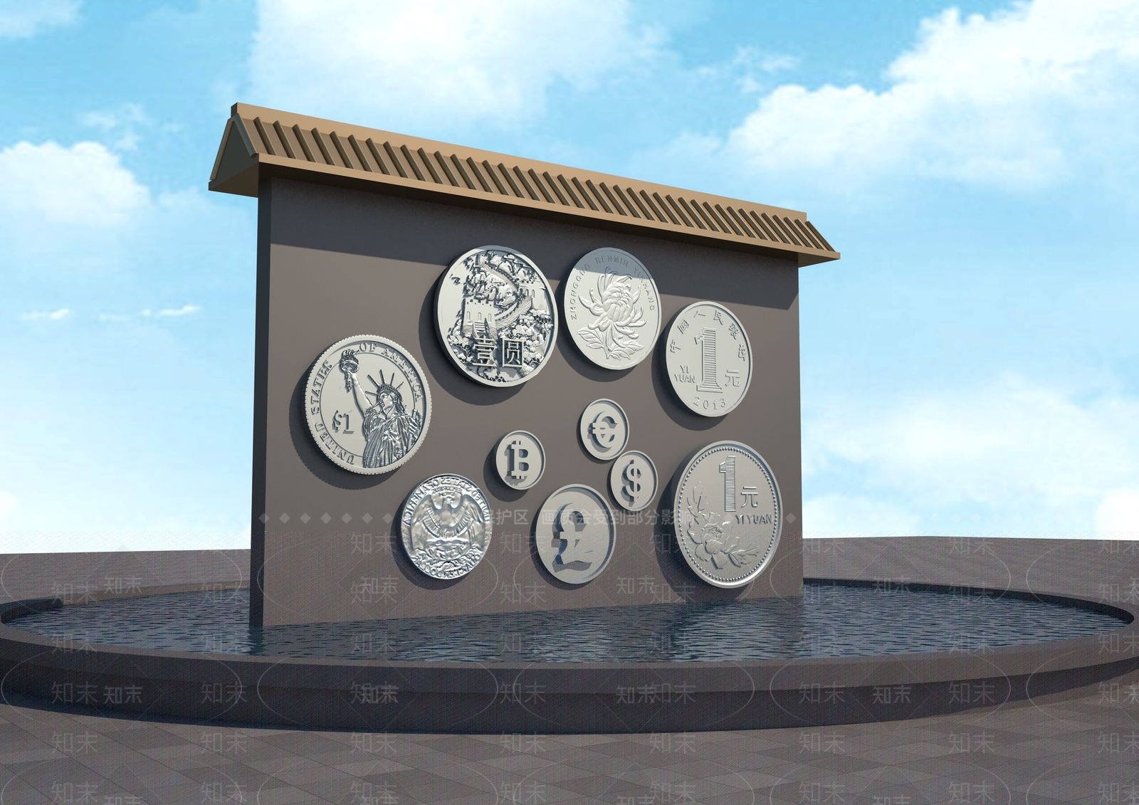 现代各种硬币浮雕3D模型下载【ID:1157957662】