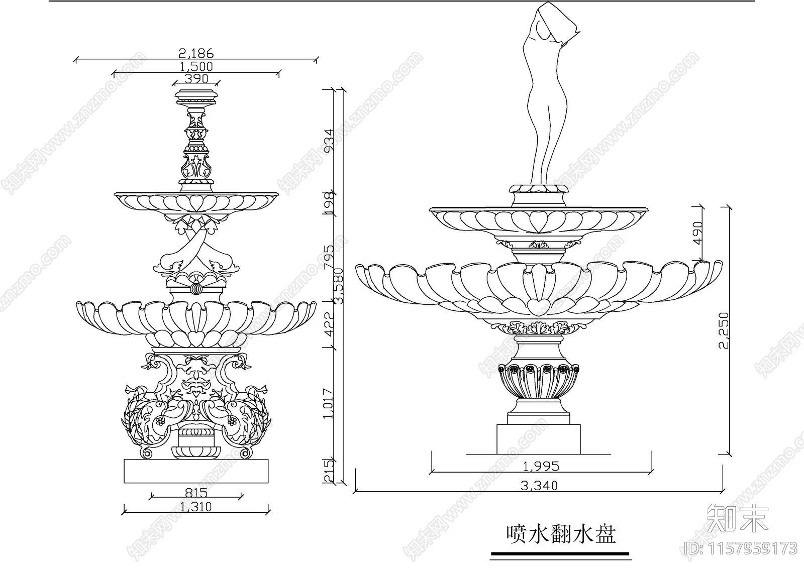 欧式元素花盆花瓶cad施工图下载【ID:1157959173】