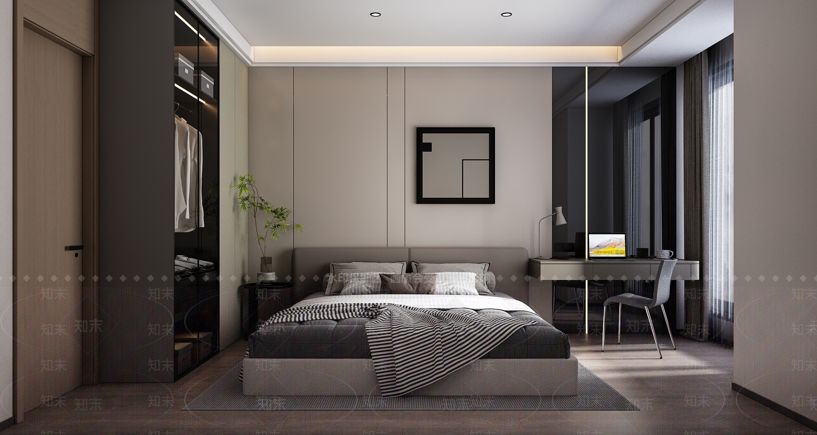 现代居家卧室主卧次卧3D模型下载【ID:1157962966】