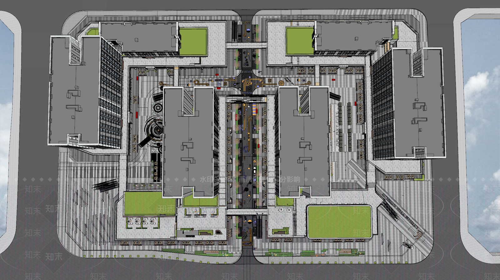 现代商场建筑SU模型下载【ID:1157964340】