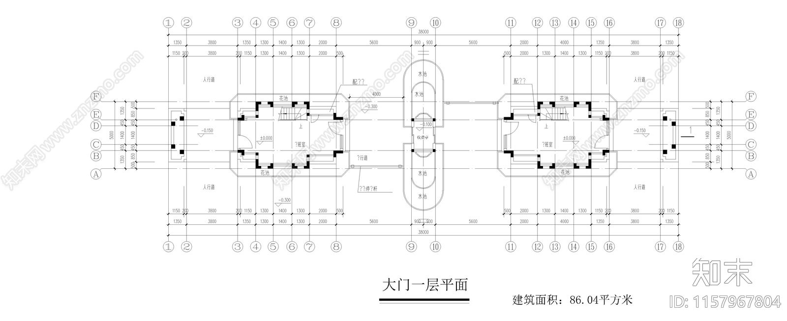 某住宅小区大门cad施工图下载【ID:1157967804】