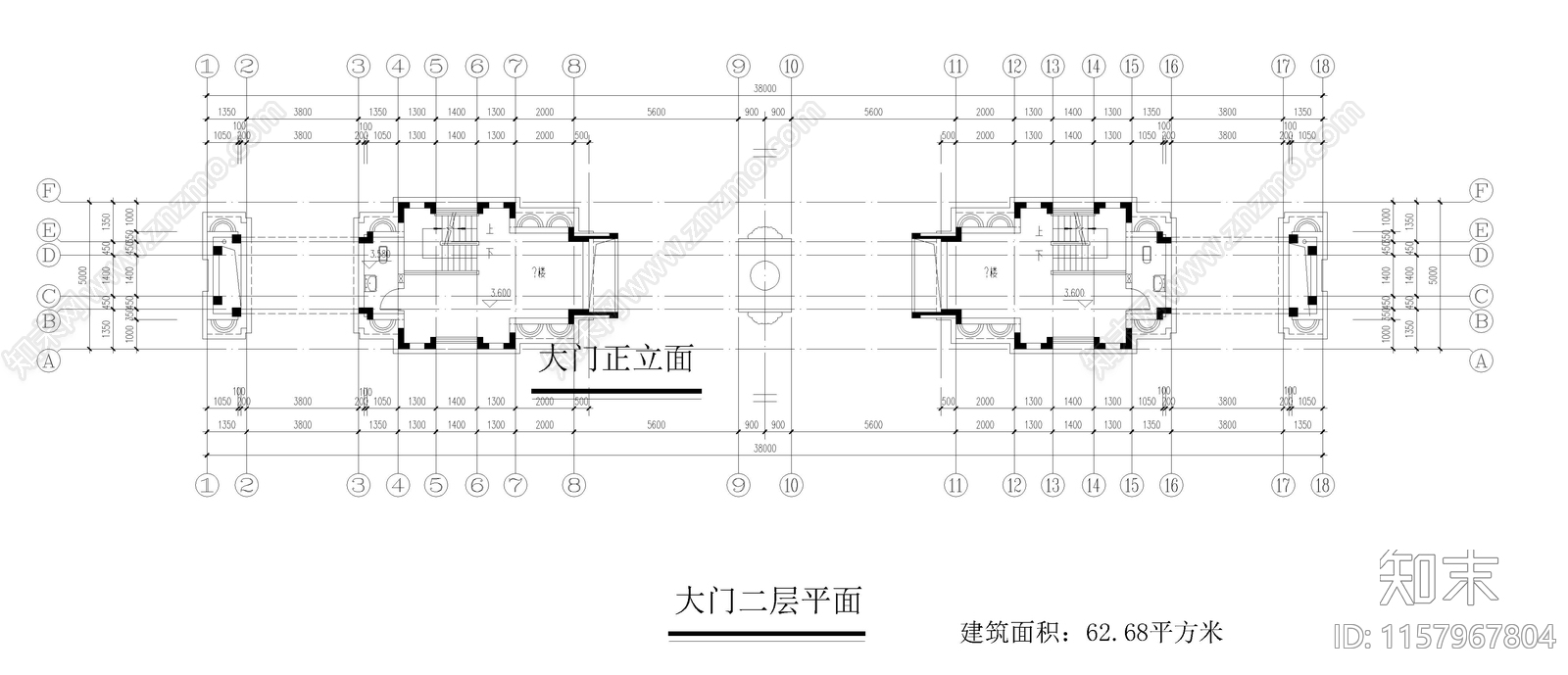 某住宅小区大门cad施工图下载【ID:1157967804】