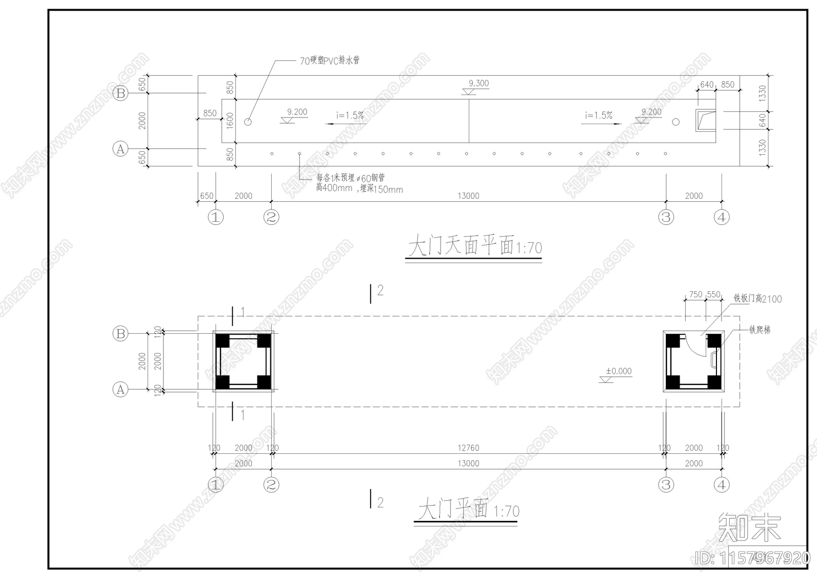 批发市场大门建筑图cad施工图下载【ID:1157967920】