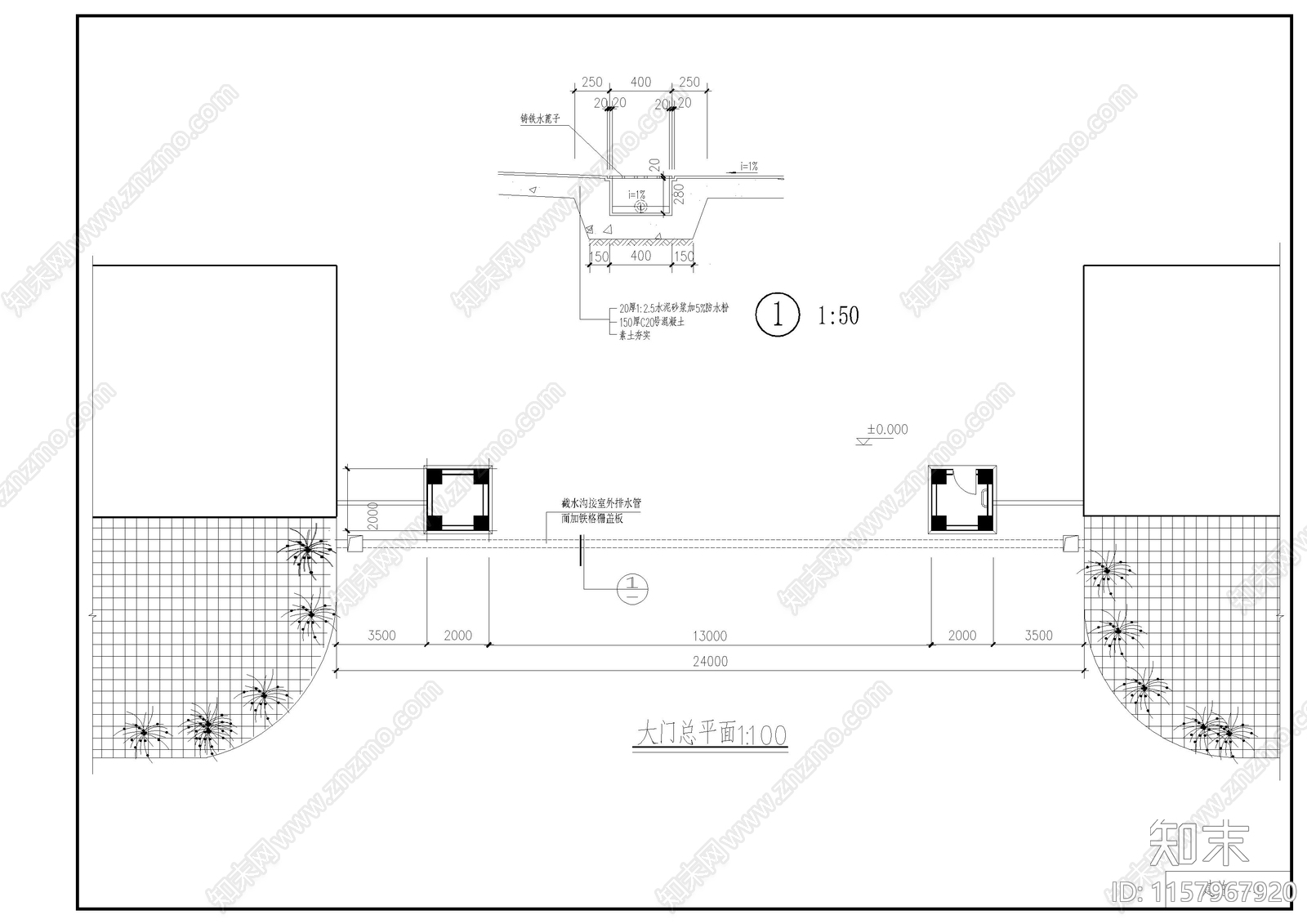 批发市场大门建筑图cad施工图下载【ID:1157967920】