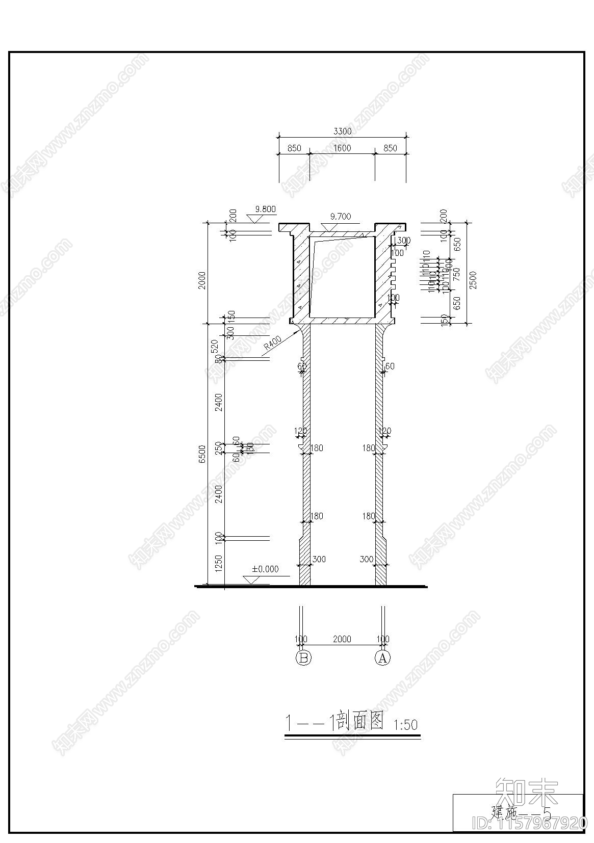 批发市场大门建筑图cad施工图下载【ID:1157967920】