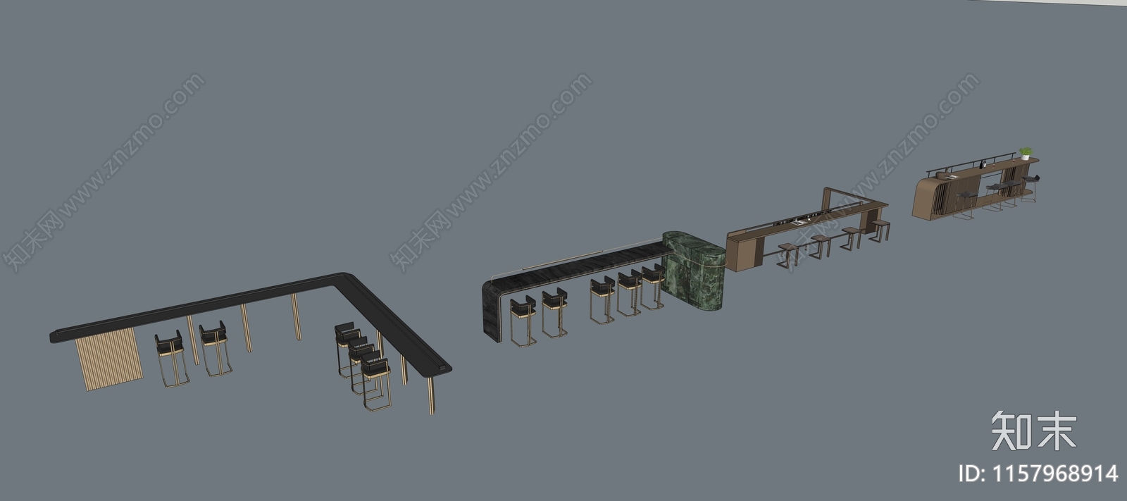 现代吧台SU模型下载【ID:1157968914】
