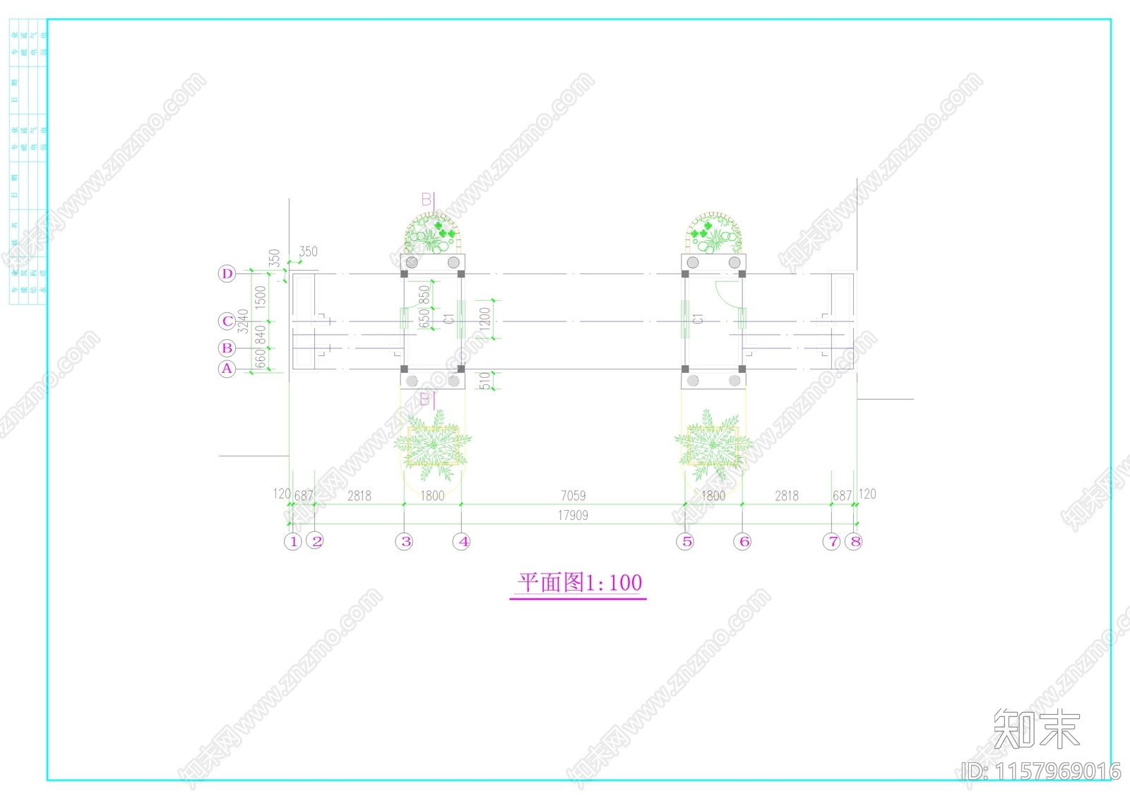 某学校大门cad施工图下载【ID:1157969016】