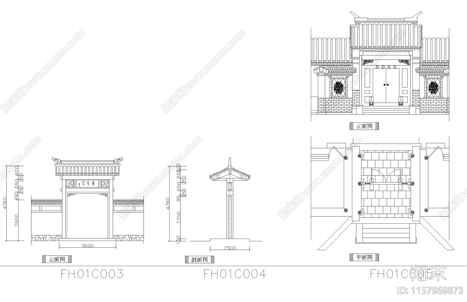 中式古典门cad施工图下载【ID:1157969873】