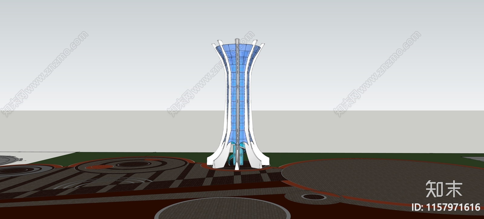 现代玻璃观光塔SU模型下载【ID:1157971616】
