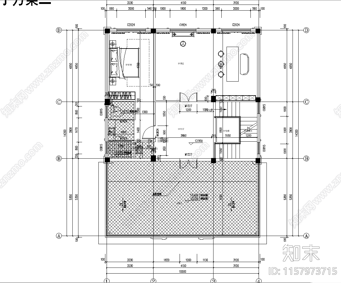 欧式四层别墅cad施工图下载【ID:1157973715】