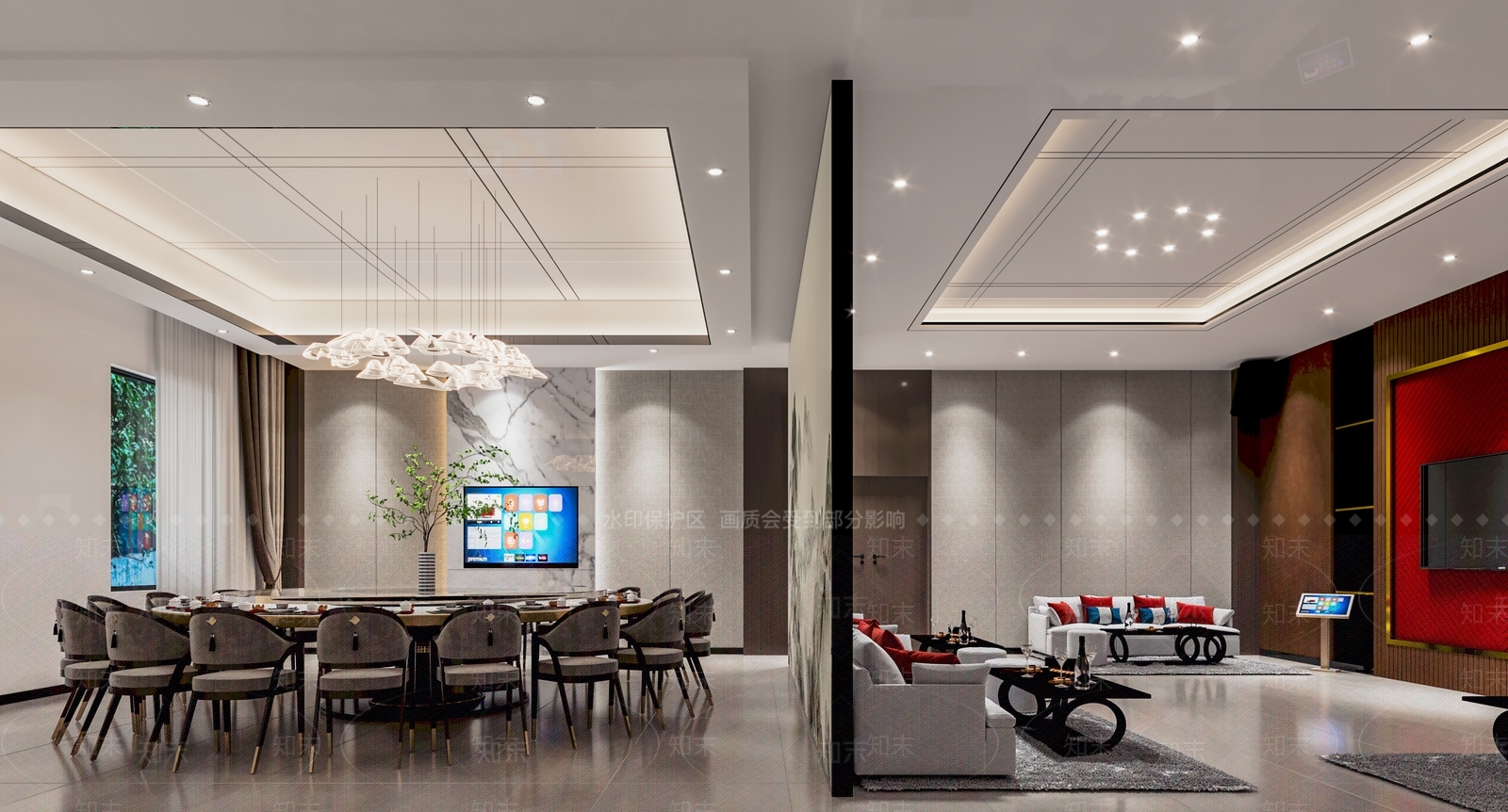 现代餐厅大堂及包间3D模型下载【ID:1157974682】