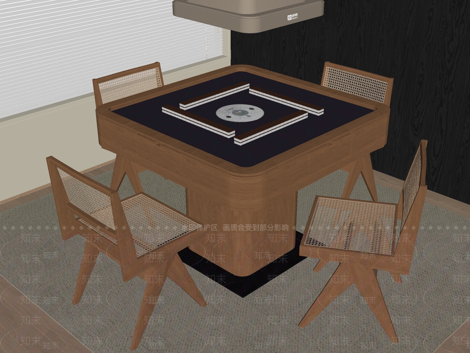 麻将桌椅组合SU模型下载【ID:1157975510】