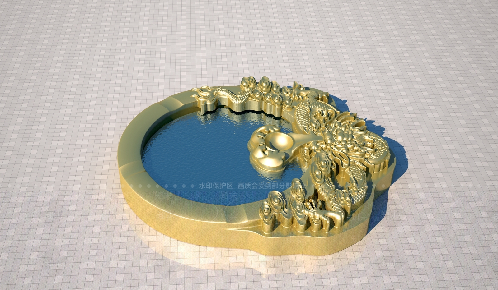 新中式龙浮雕烟缸3D模型下载【ID:1157978003】